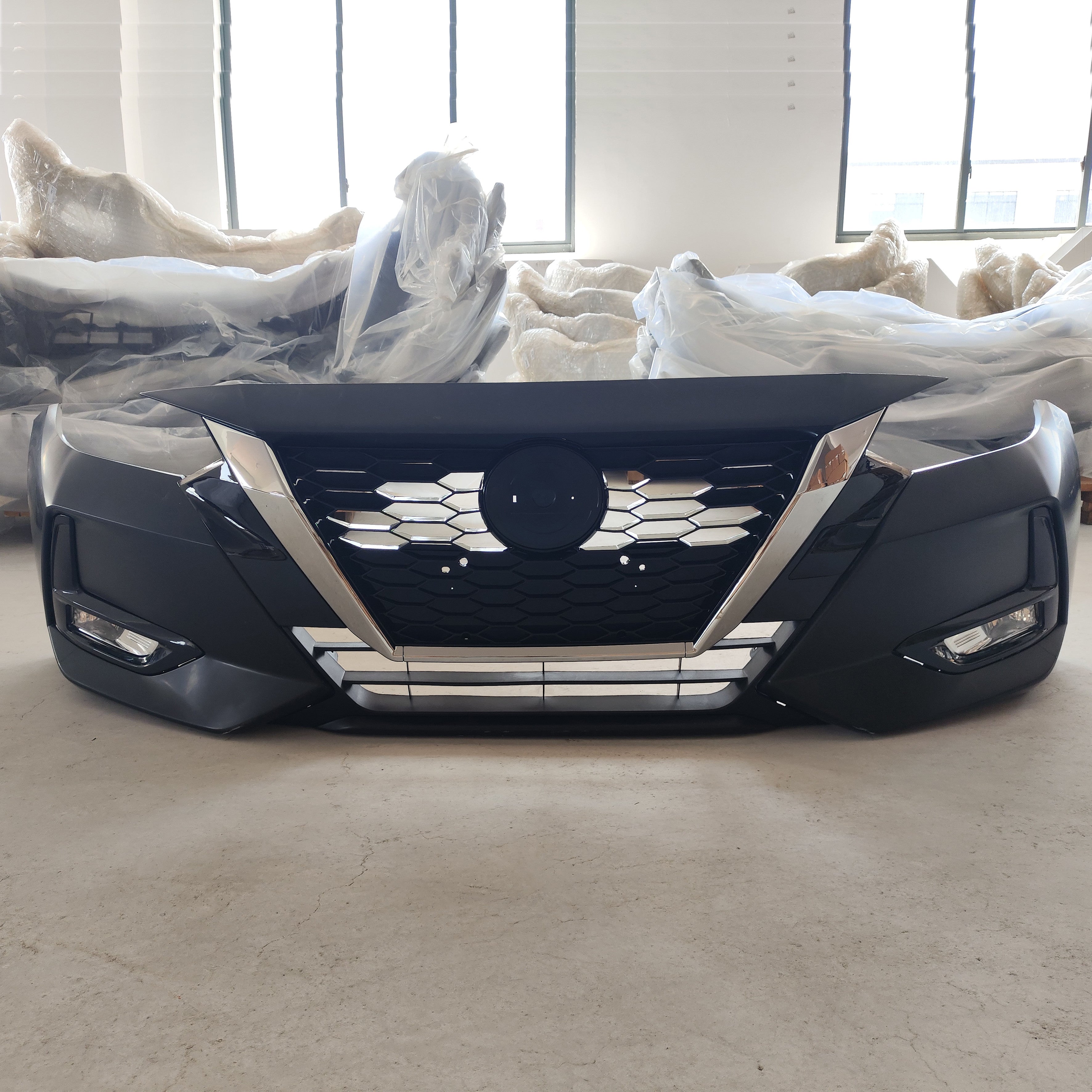 For 2020 2021 2022 2023 Nissan Sentra Front Bumper with Grille and Fog Lights Assembly Set