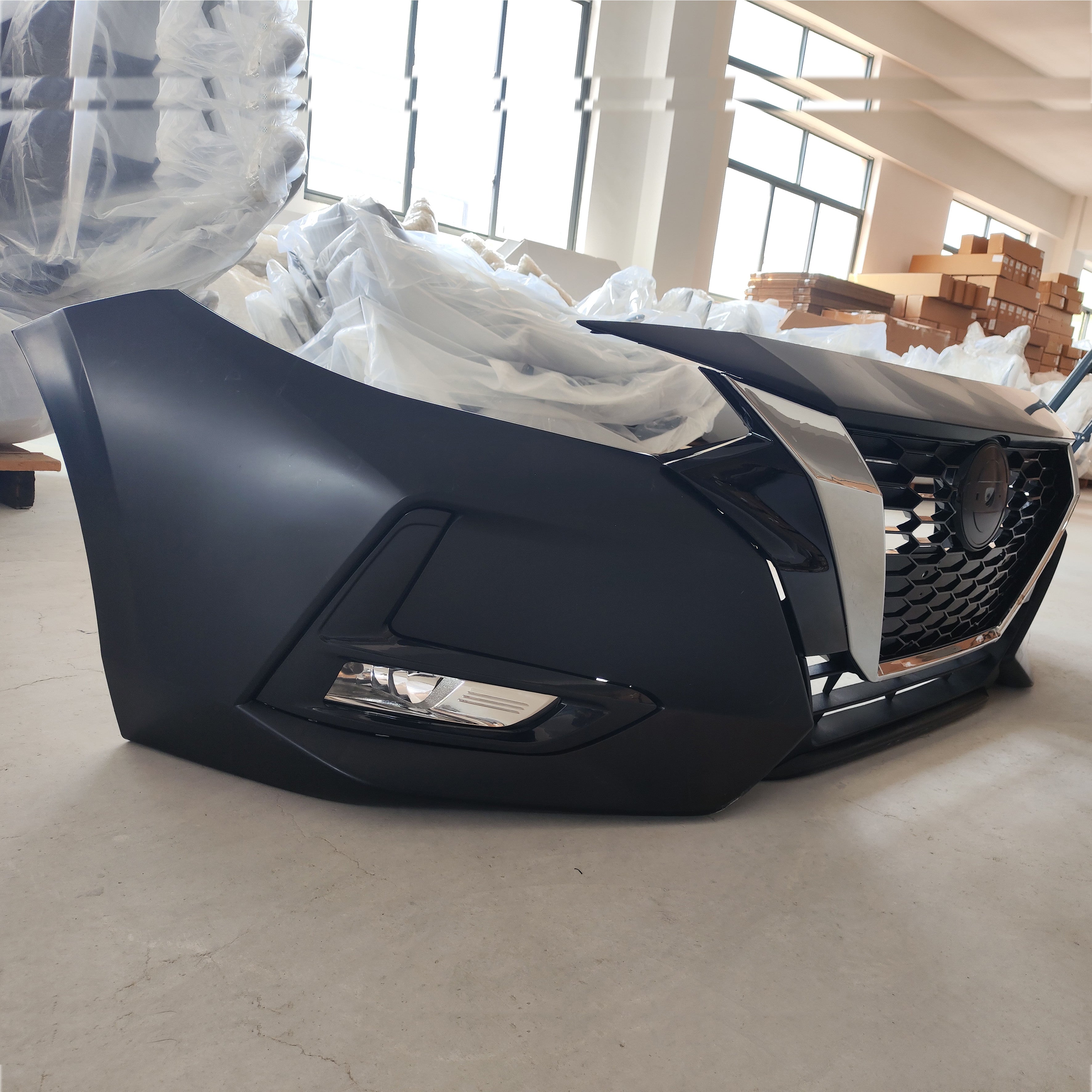 For 2020 2021 2022 2023 Nissan Sentra Front Bumper with Grille and Fog Lights Assembly Set