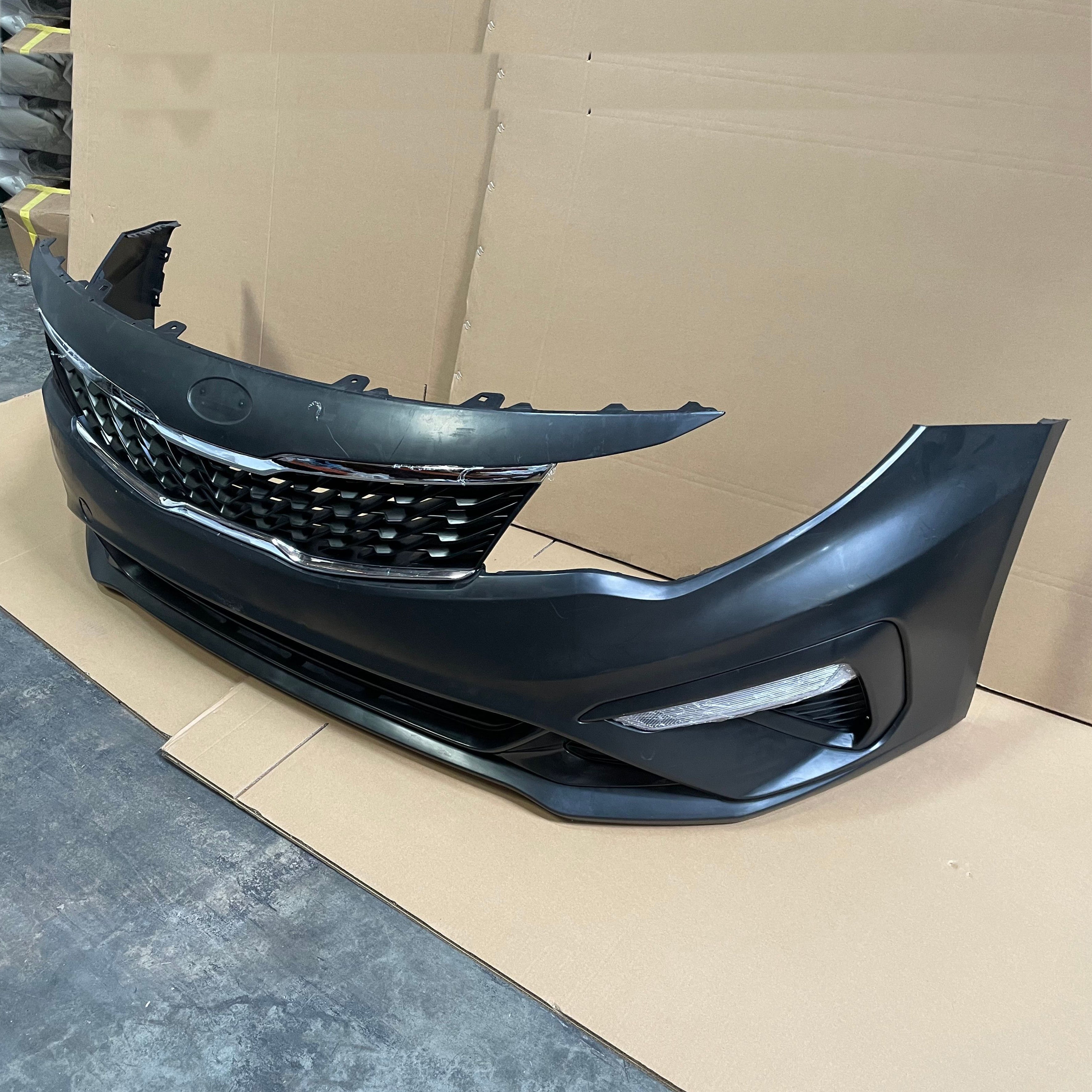 For 2019 2020 Kia Optima Front Bumper Grille Grill with Fog Lights Black Primed Assembly Set