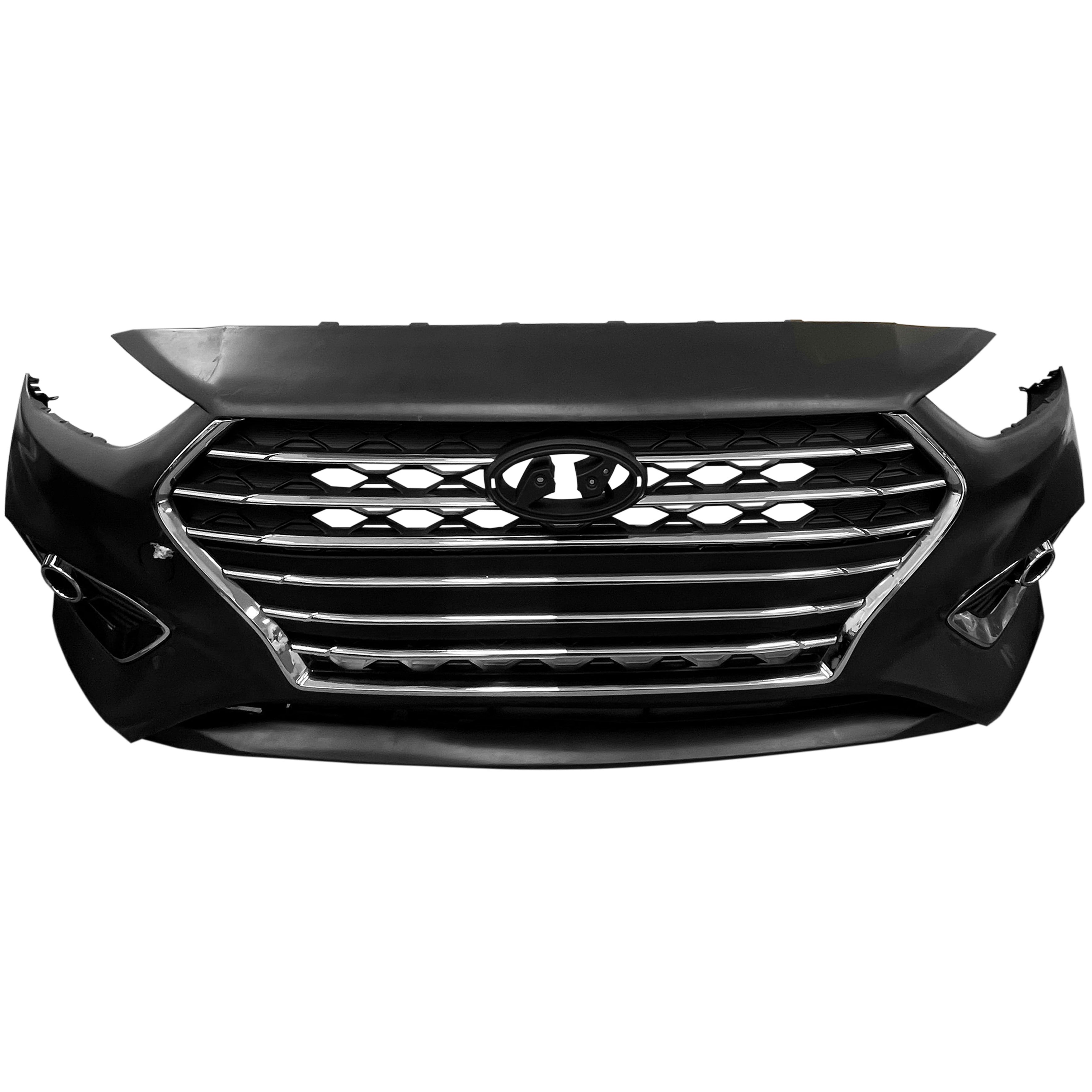 For 2018 2019 2020 2021 Hyundai Accent Complete Front Bumper Cover Fascia Black Chrome Assembly Set