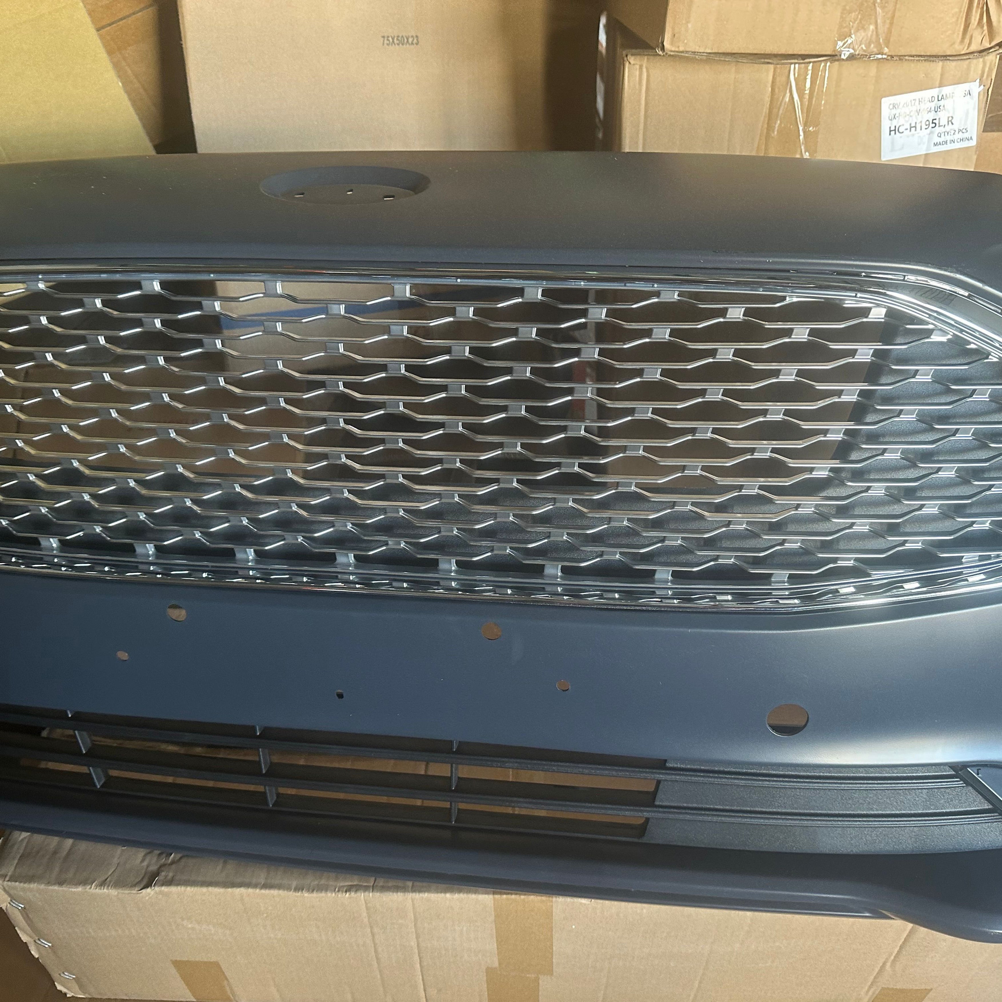 For 2019 2020 Ford Fusion Front Bumper Assembly Set w/Sensor Hole Honeycomb Style