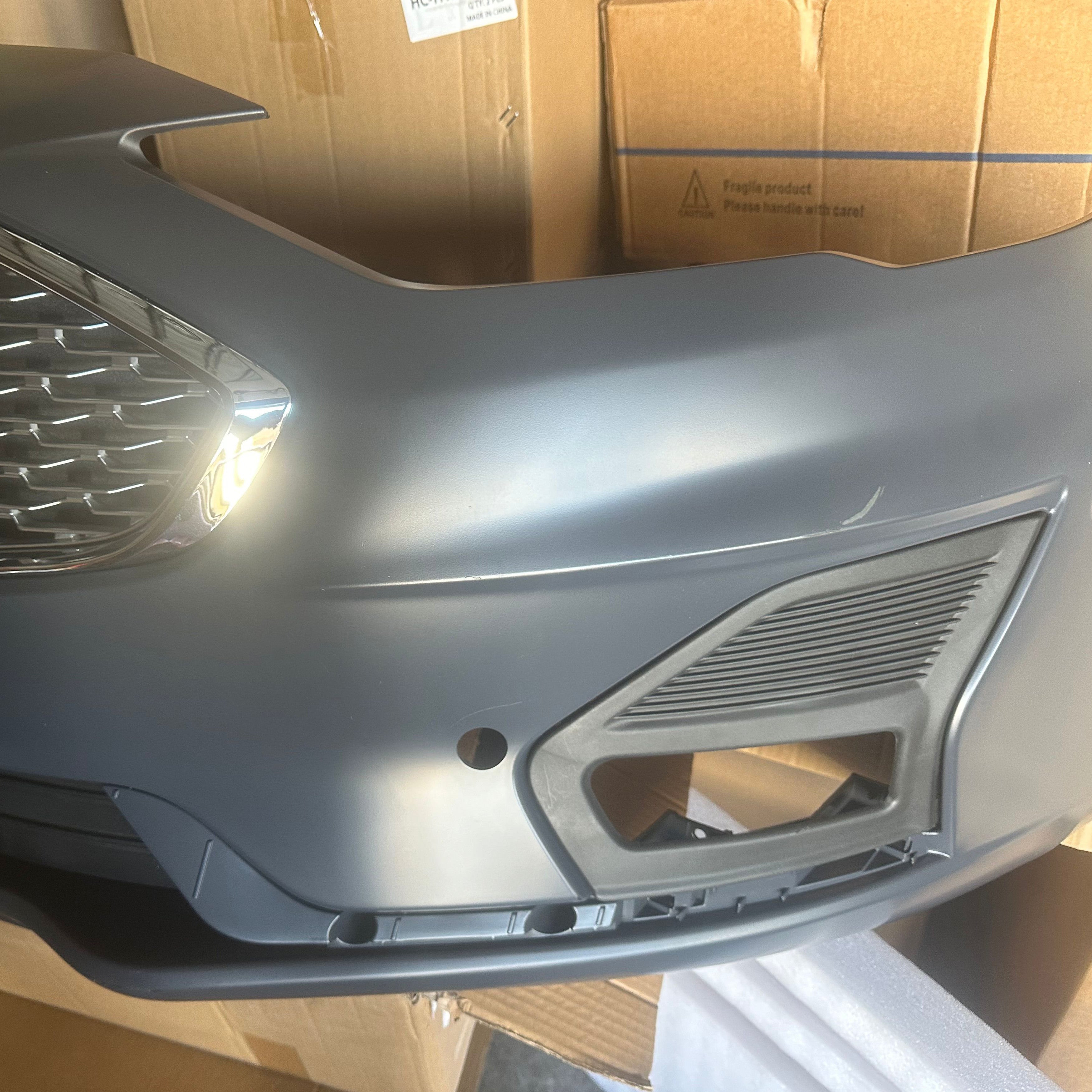 For 2019 2020 Ford Fusion Front Bumper Assembly Set w/Sensor Hole Honeycomb Style