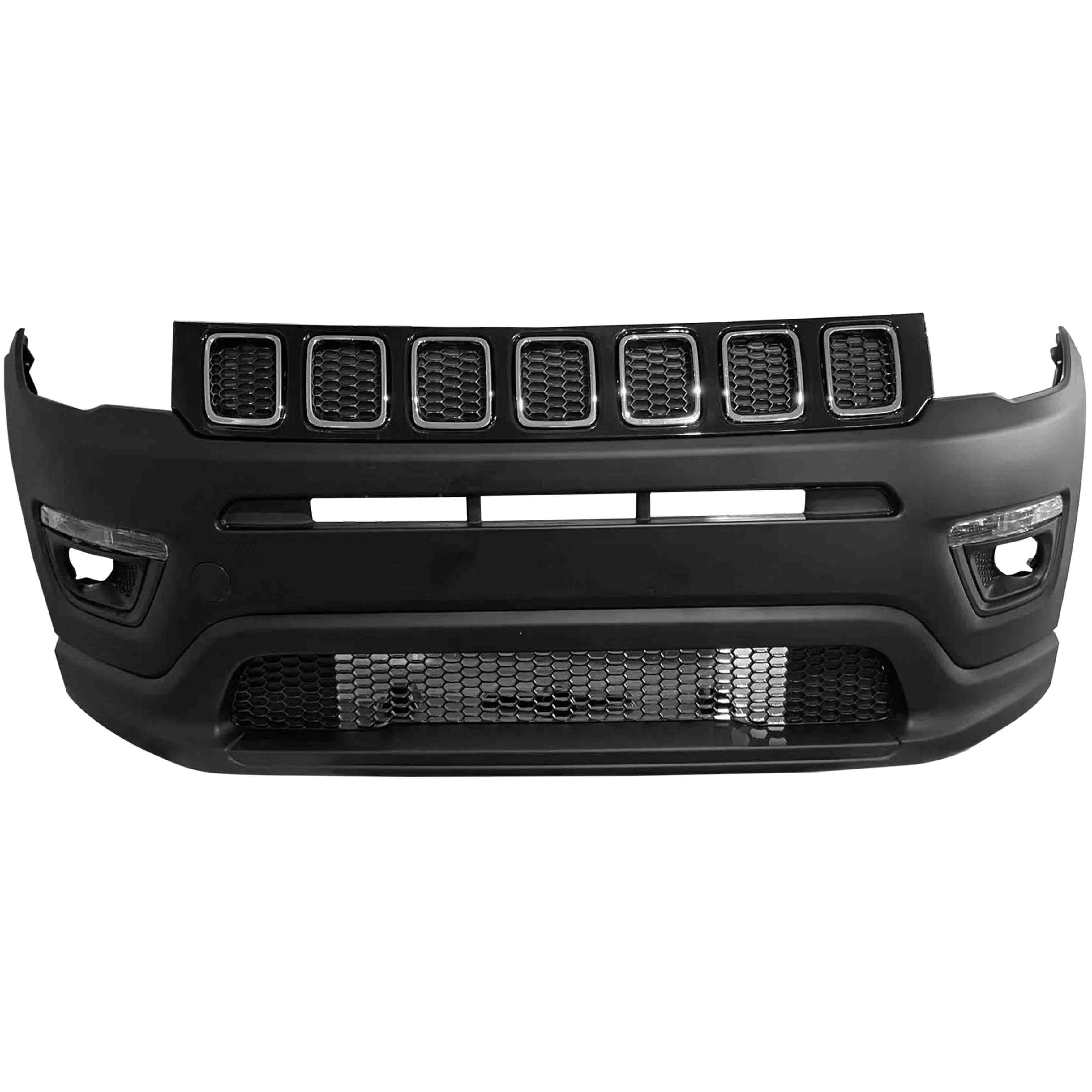 For 2017 2018 2019 2020 2021 Jeep Compass Front Bumper Upper Lower Grille Fog Assembly Set