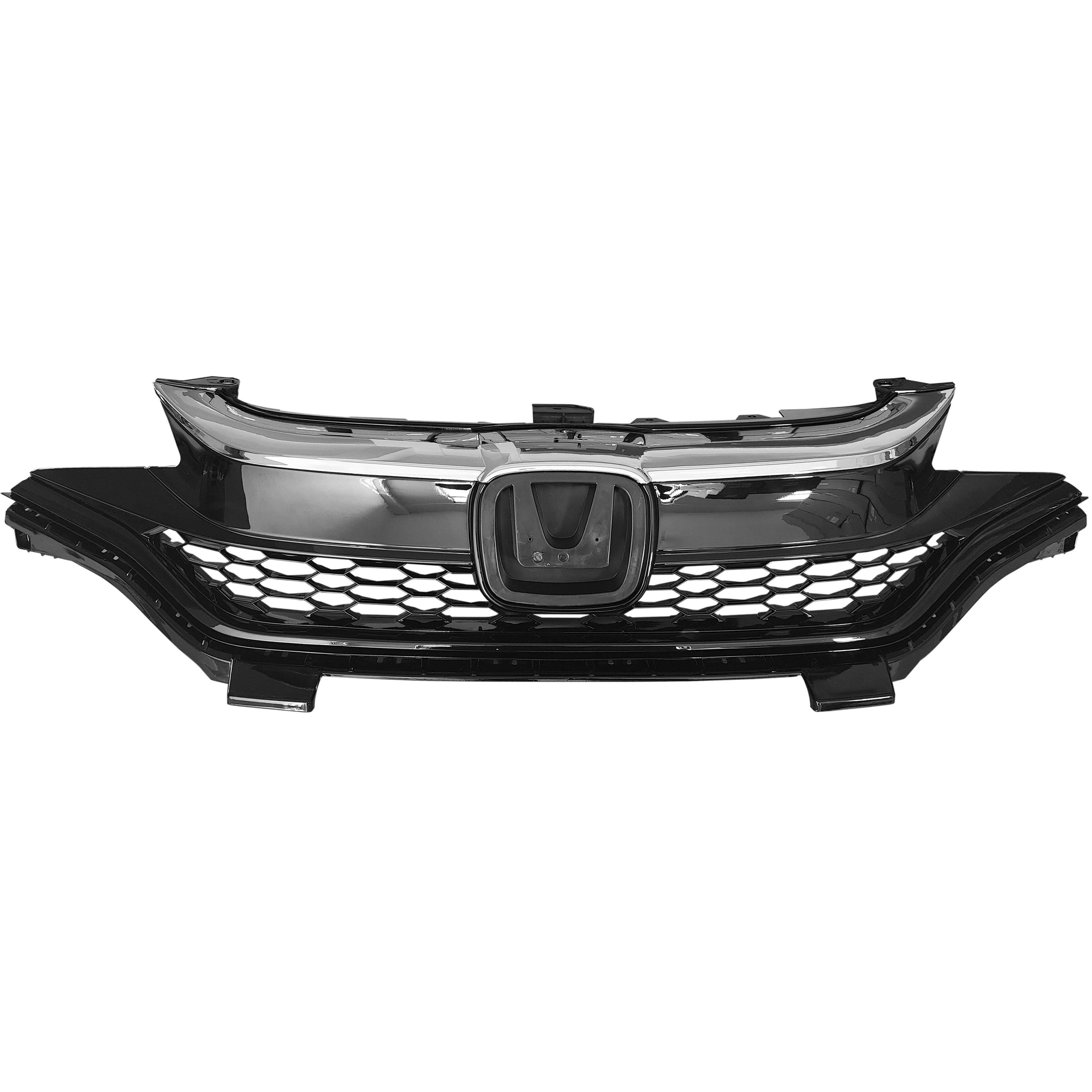 For 2018 2019 2020 Honda Fit Hatchback Front Bumper Upper Grille Grill Honeycomb Black & Chrome