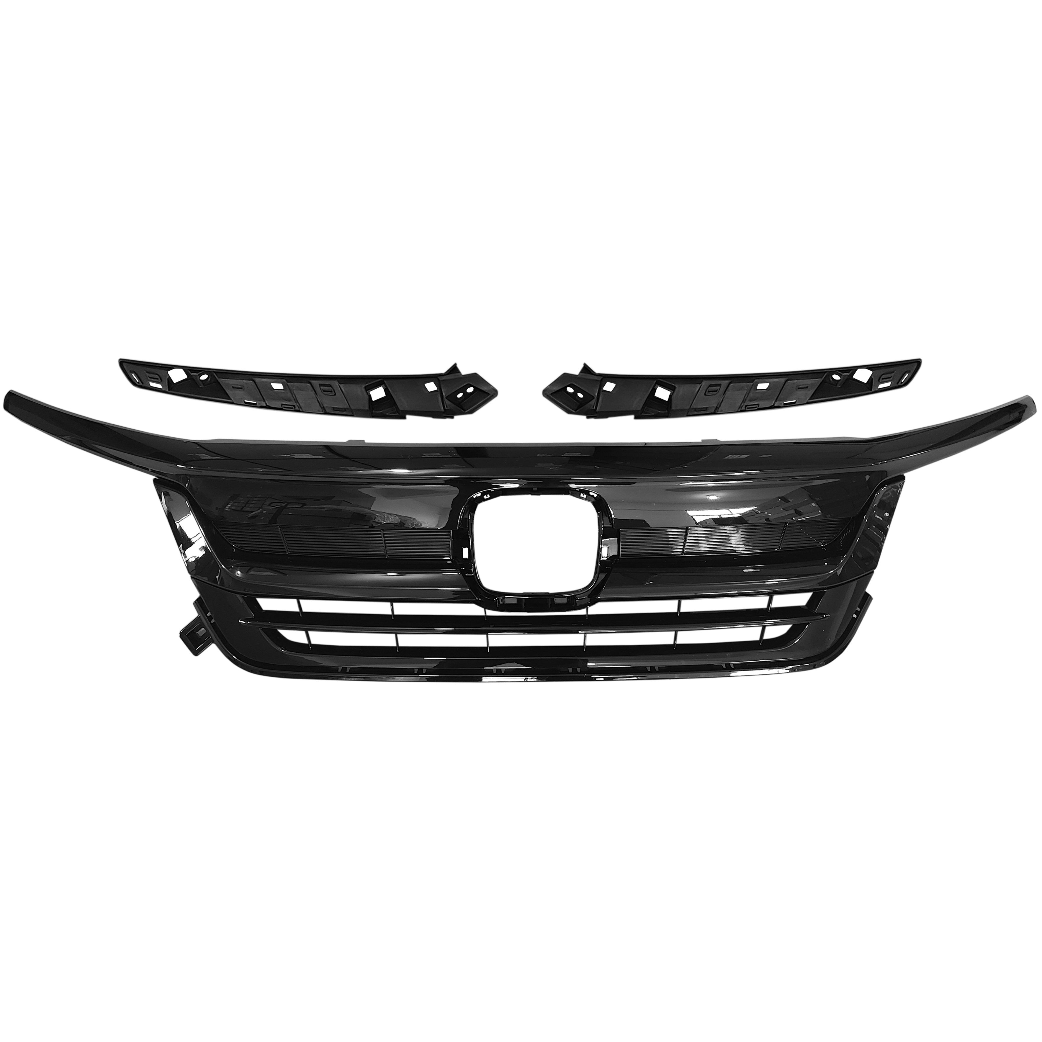 For 2019 2020 2021 2022 Honda Pilot Front Upper Grille Grill with Molding Trim Black Finish