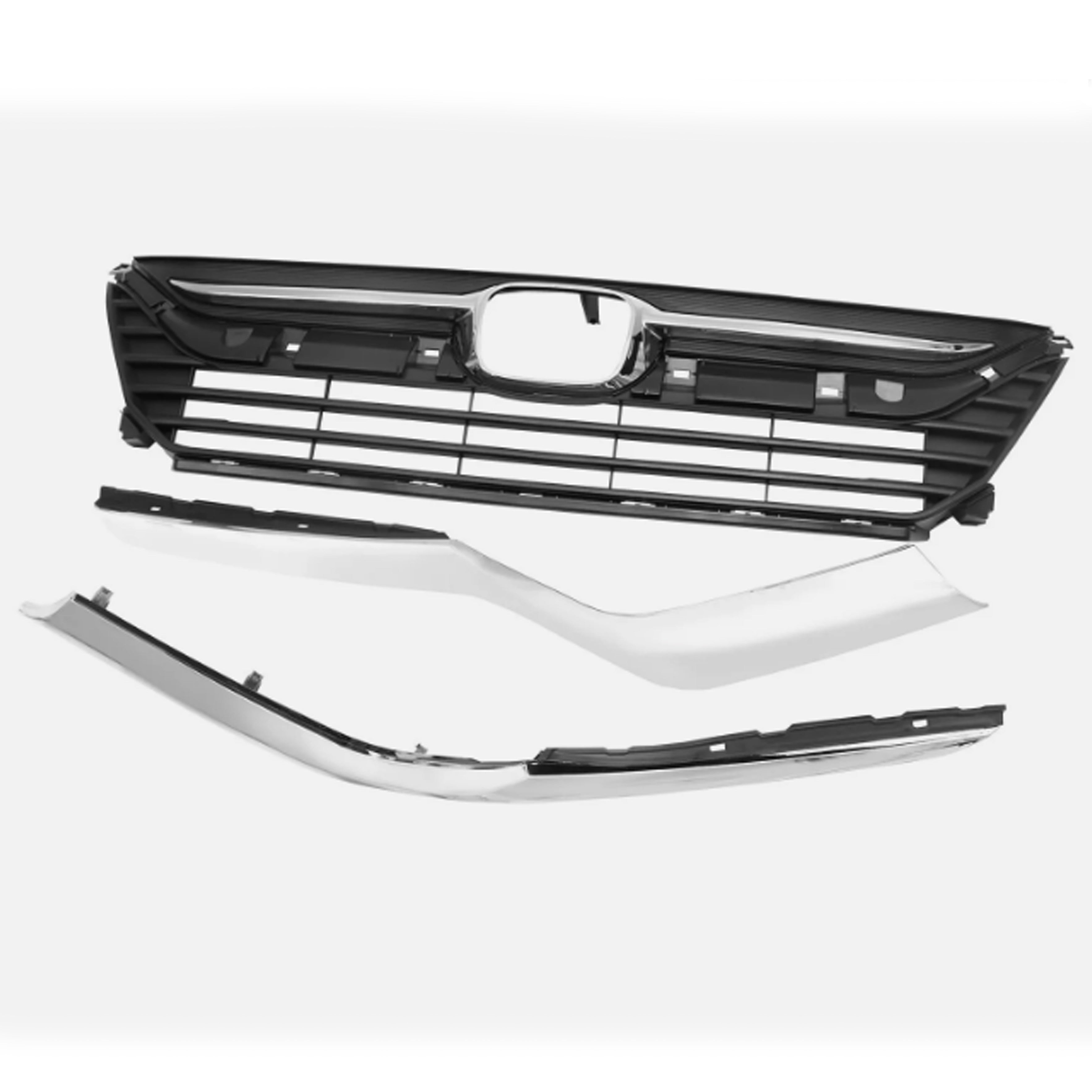 For 2018 2019 2020 Honda Odyssey Front Bumper Upper Grille with Chrome Headlight Eyelid Chrome Finish