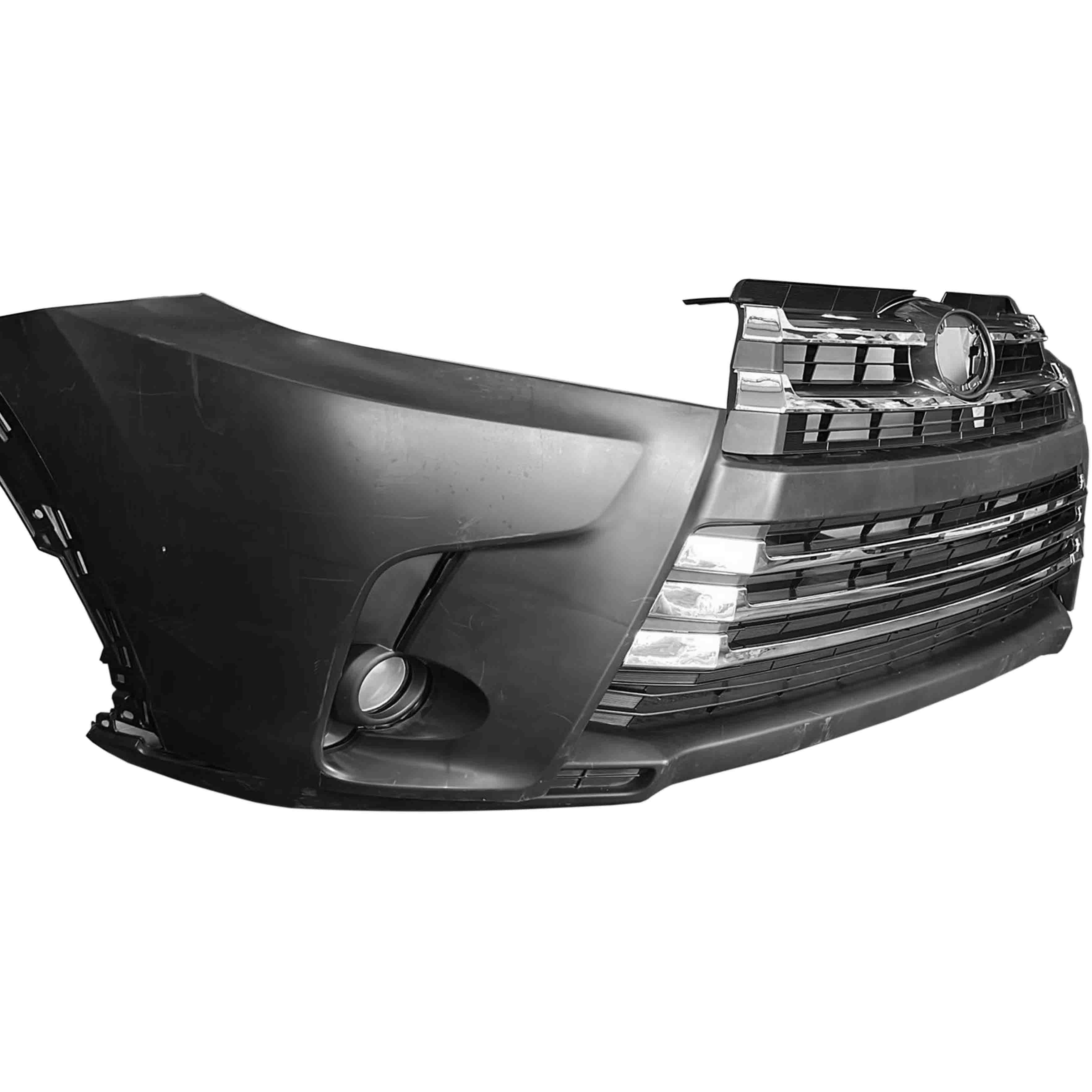 For 2017 2018 2019 Toyota Highlander Front Bumper Cover Fascia with Upper Lower Grille Grill Assembly Set