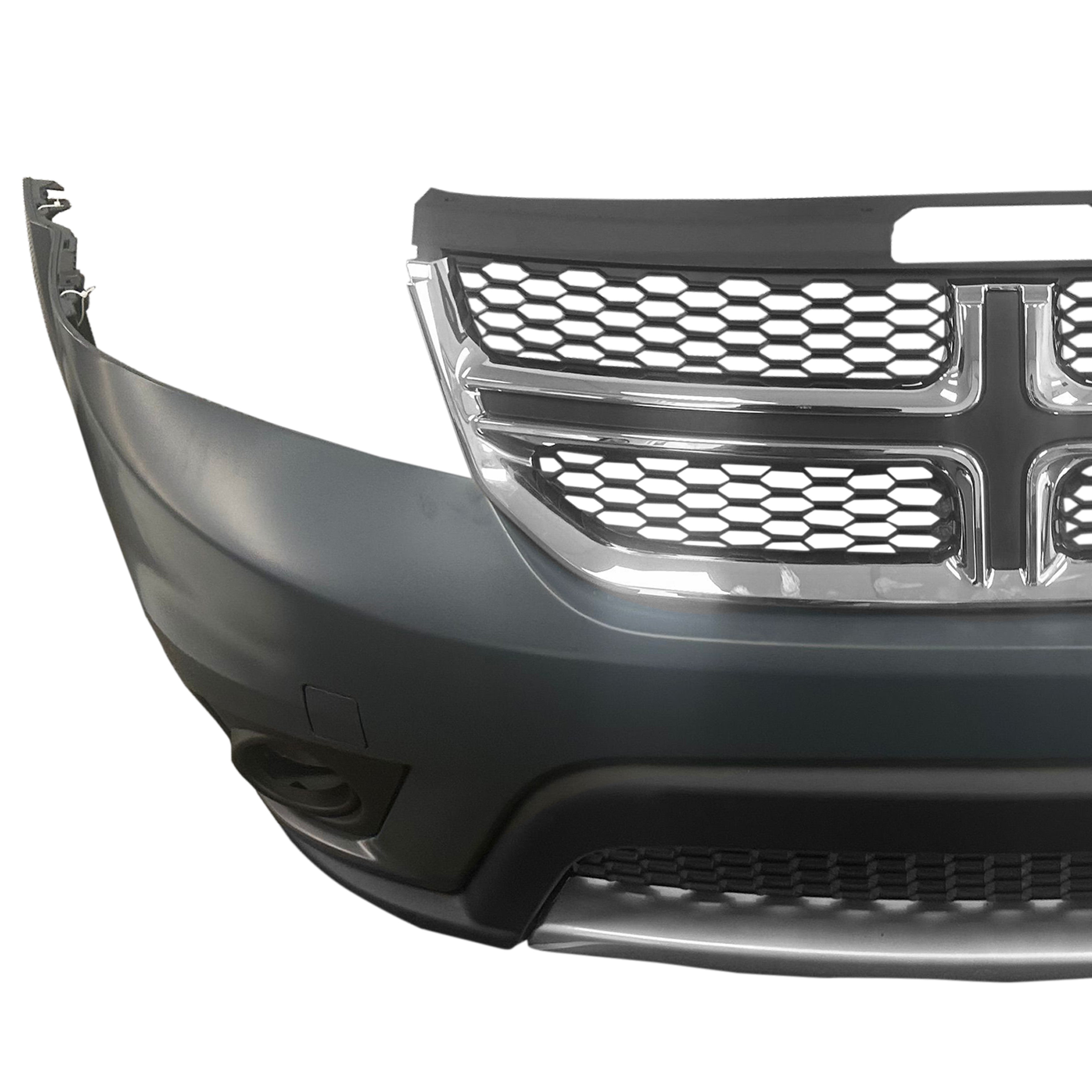 For 2011 2012 2013 2014 2015 2016 2017 2018 2019 Dodge Journey Front Bumper Cover Fascia with Grille Assembly Set