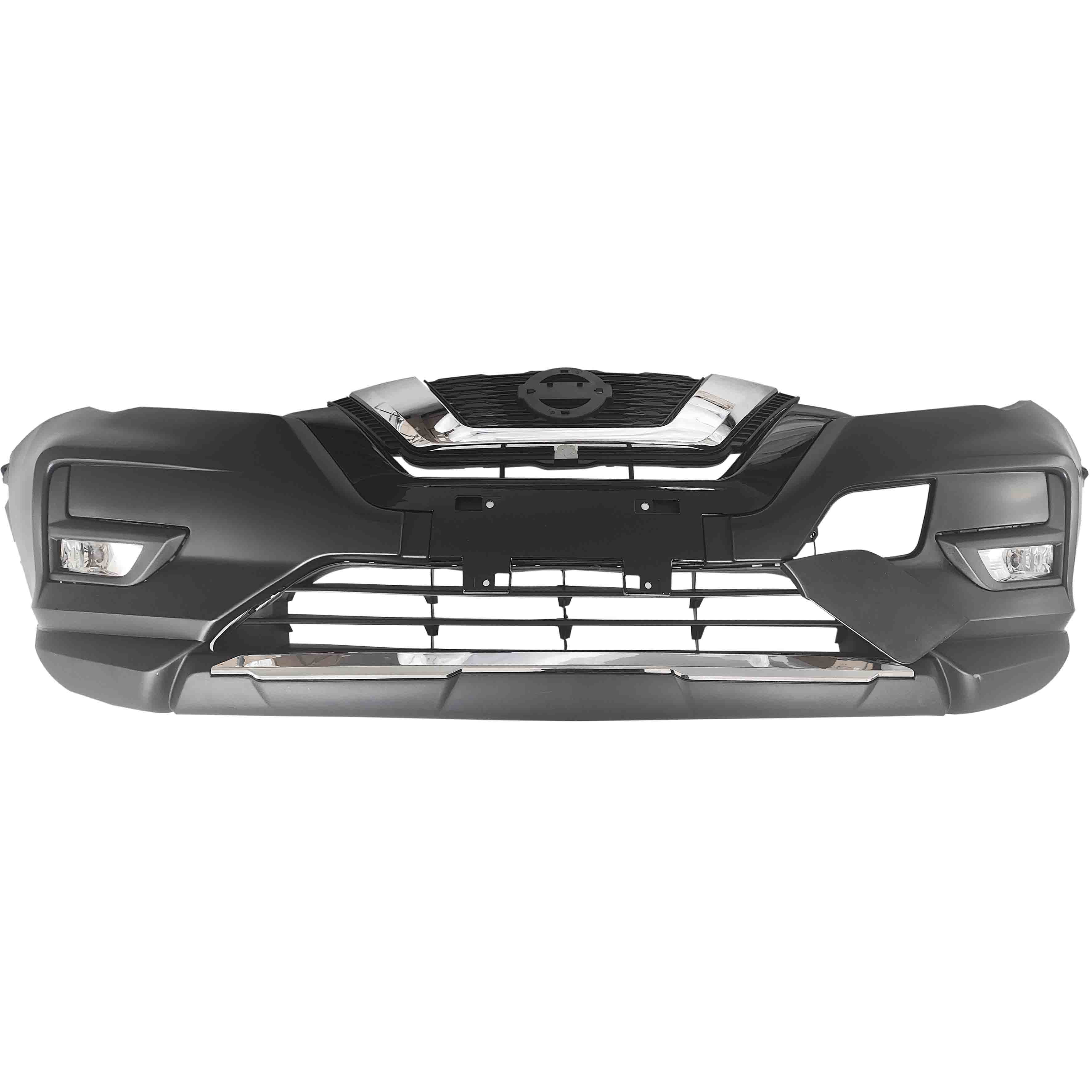 For 2017 2018 2019 2020 Nissan Rogue Front Bumper Cover with Fog Light and Grille Black Assembly Set