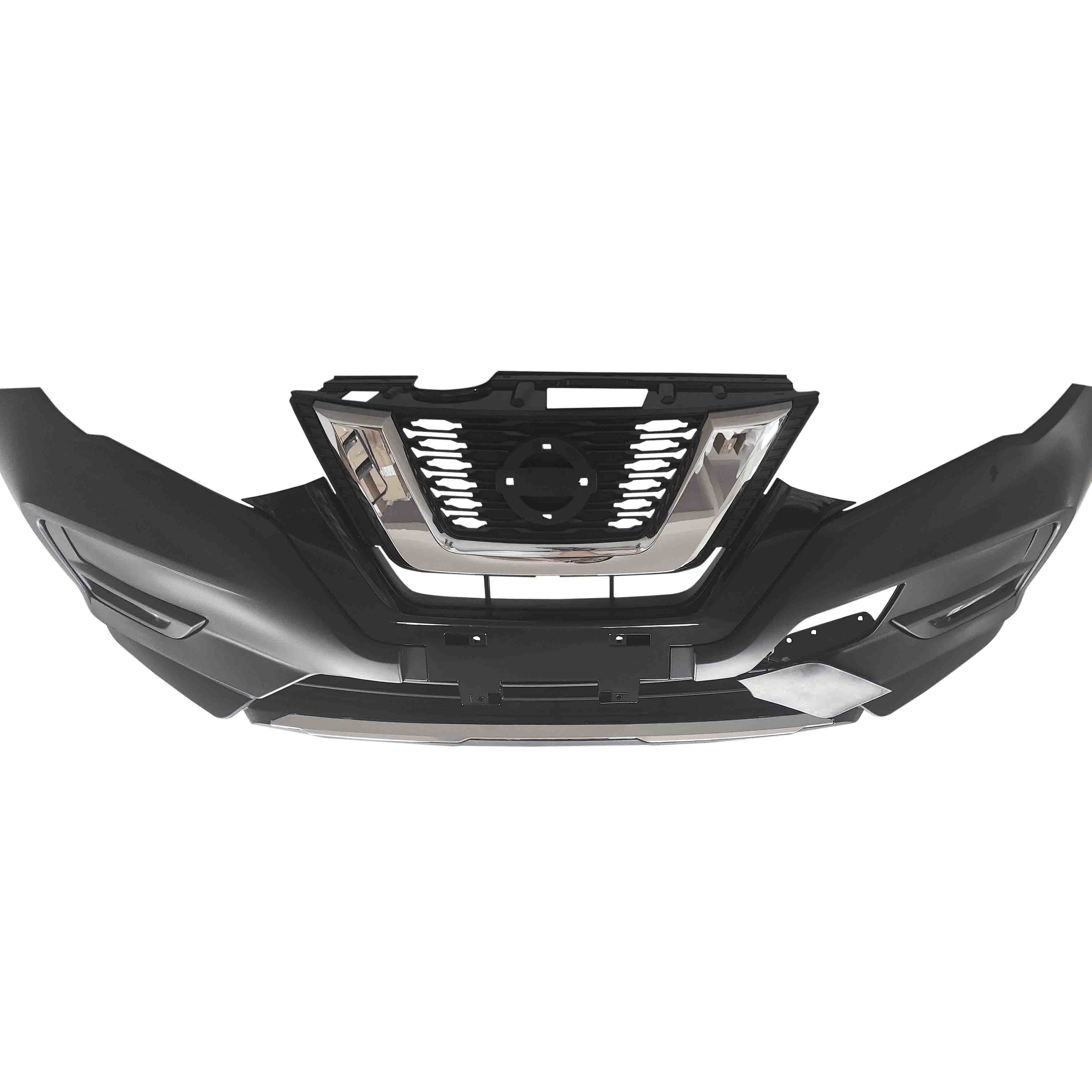 For 2017 2018 2019 2020 Nissan Rogue Front Bumper Cover with Fog Light and Grille Black Assembly Set