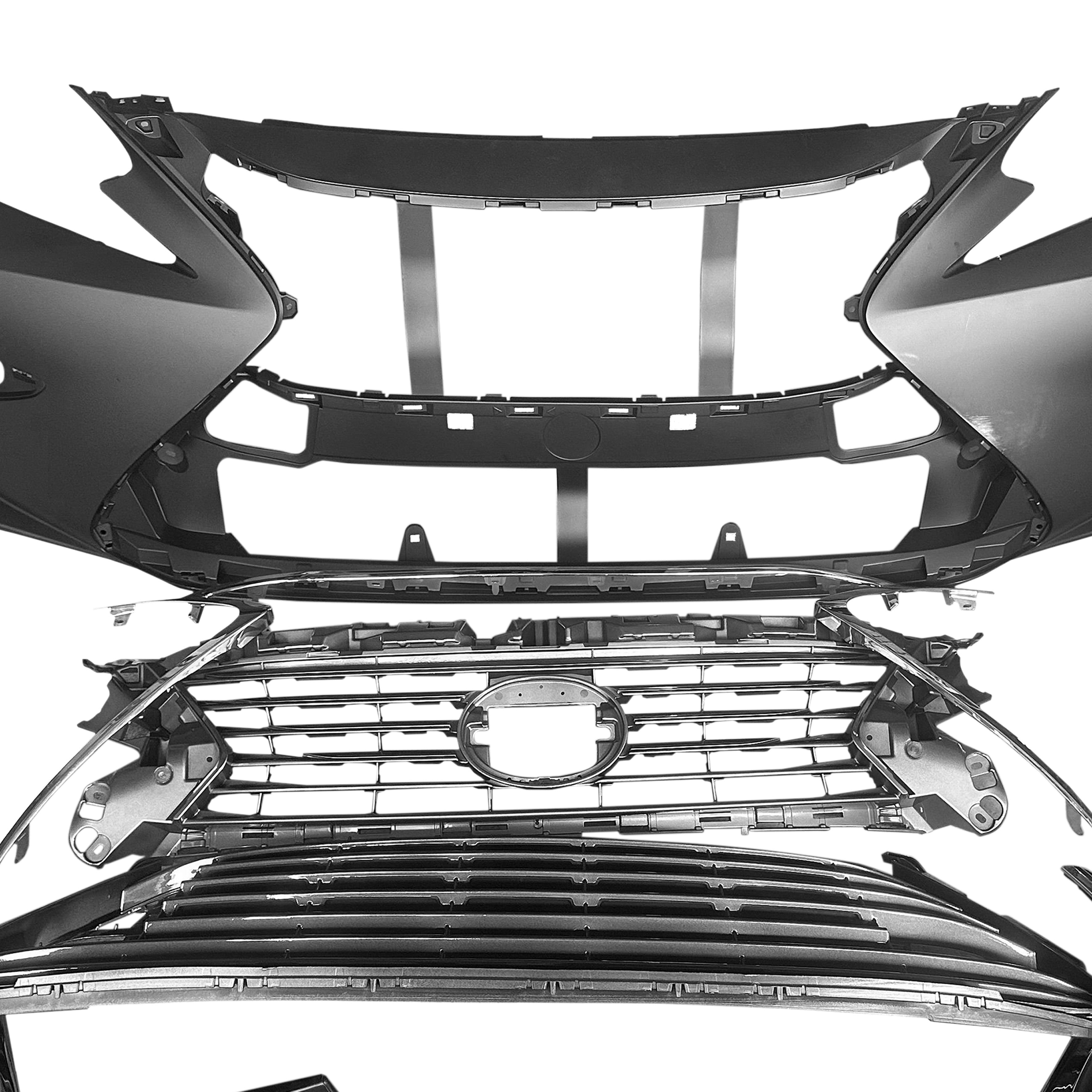 For 2016 2017 2018 Lexus ES ES350 Front Bumper Upper Lower Grille with Molding Trim Assembly Set