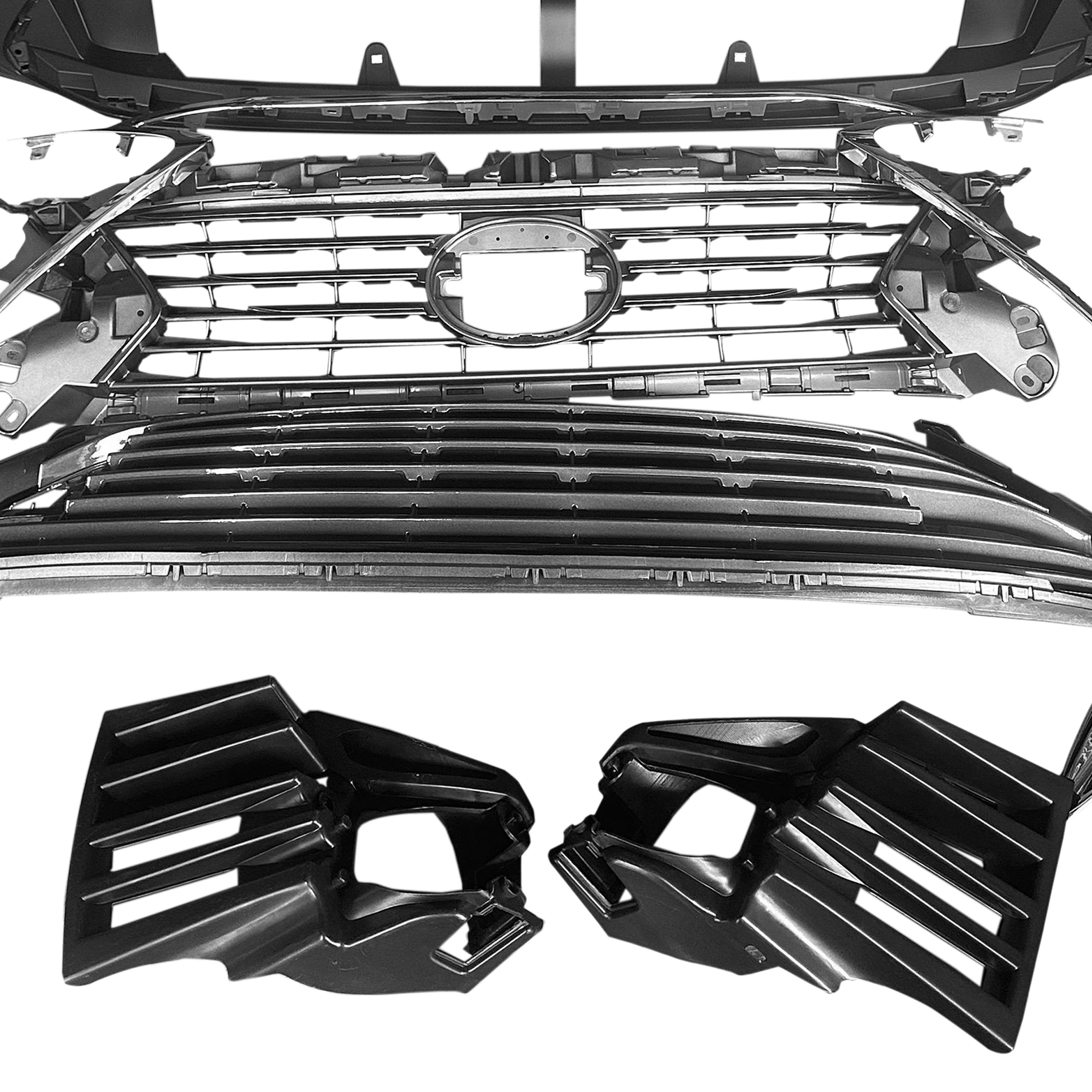 For 2016 2017 2018 Lexus ES ES350 Front Bumper Upper Lower Grille with Molding Trim Assembly Set