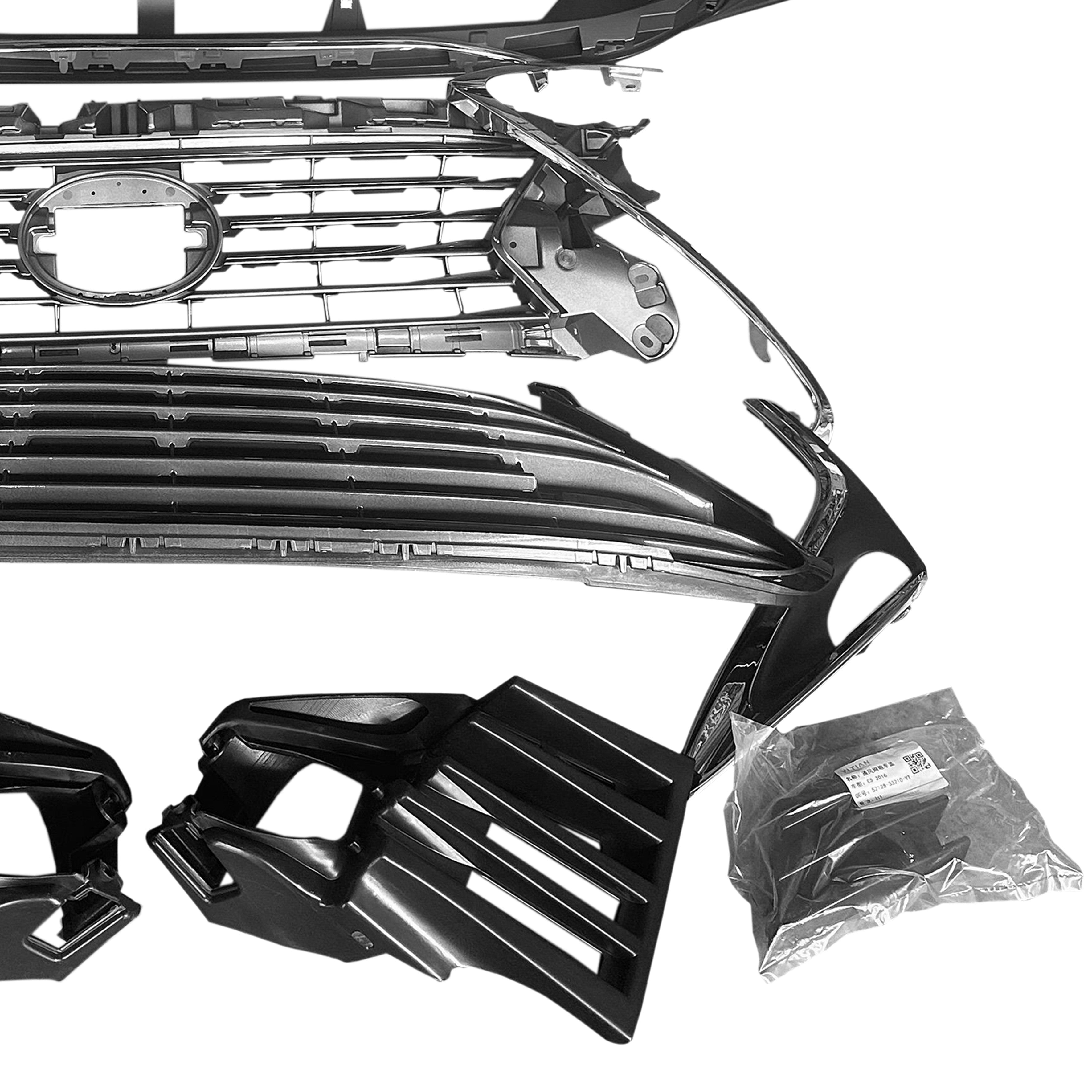 For 2016 2017 2018 Lexus ES ES350 Front Bumper Upper Lower Grille with Molding Trim Assembly Set
