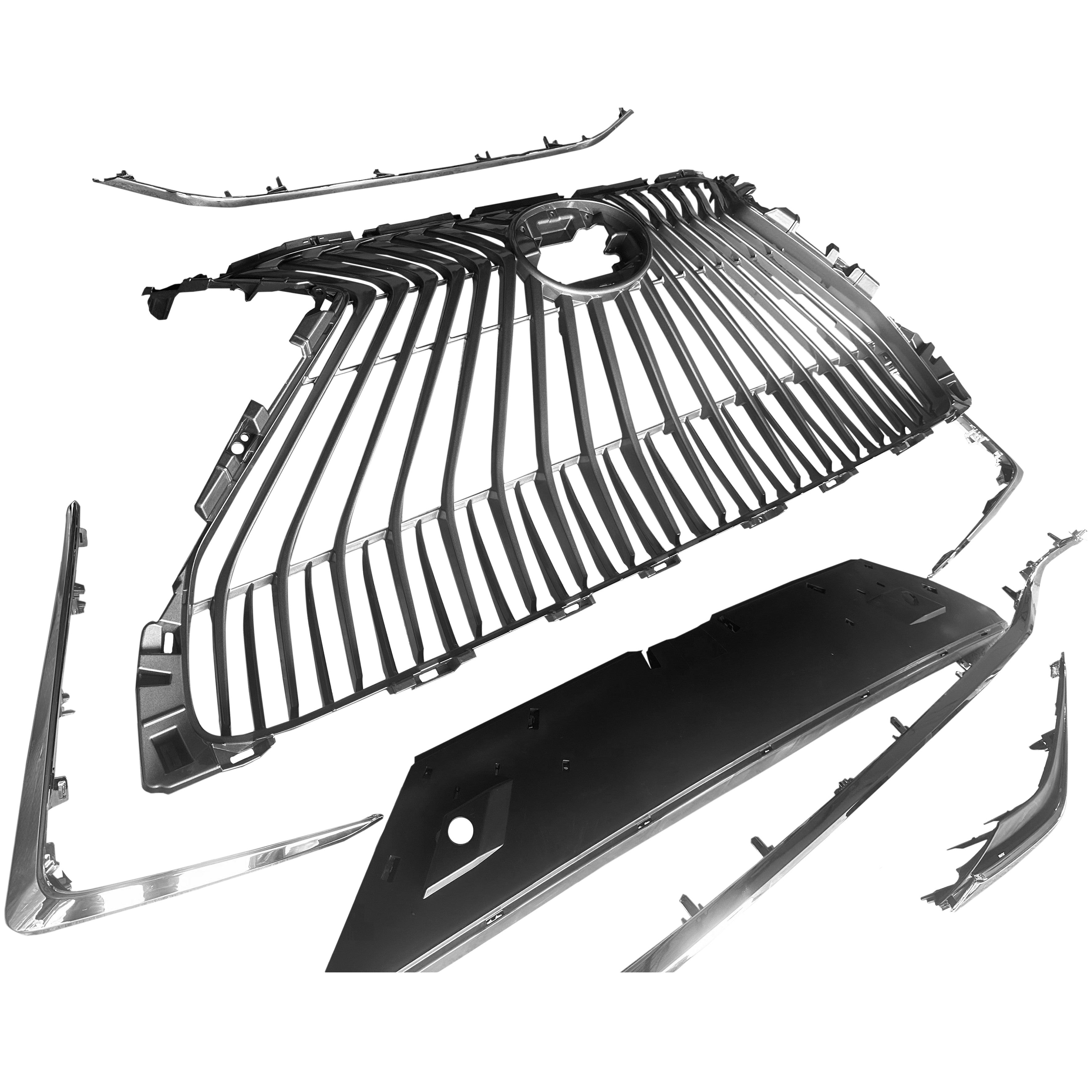 For 2019 2020 2021 2022 2023 2024 Lexus ES ES350 Front Bumper Upper Lower Grille with Molding Trim Assembly Set