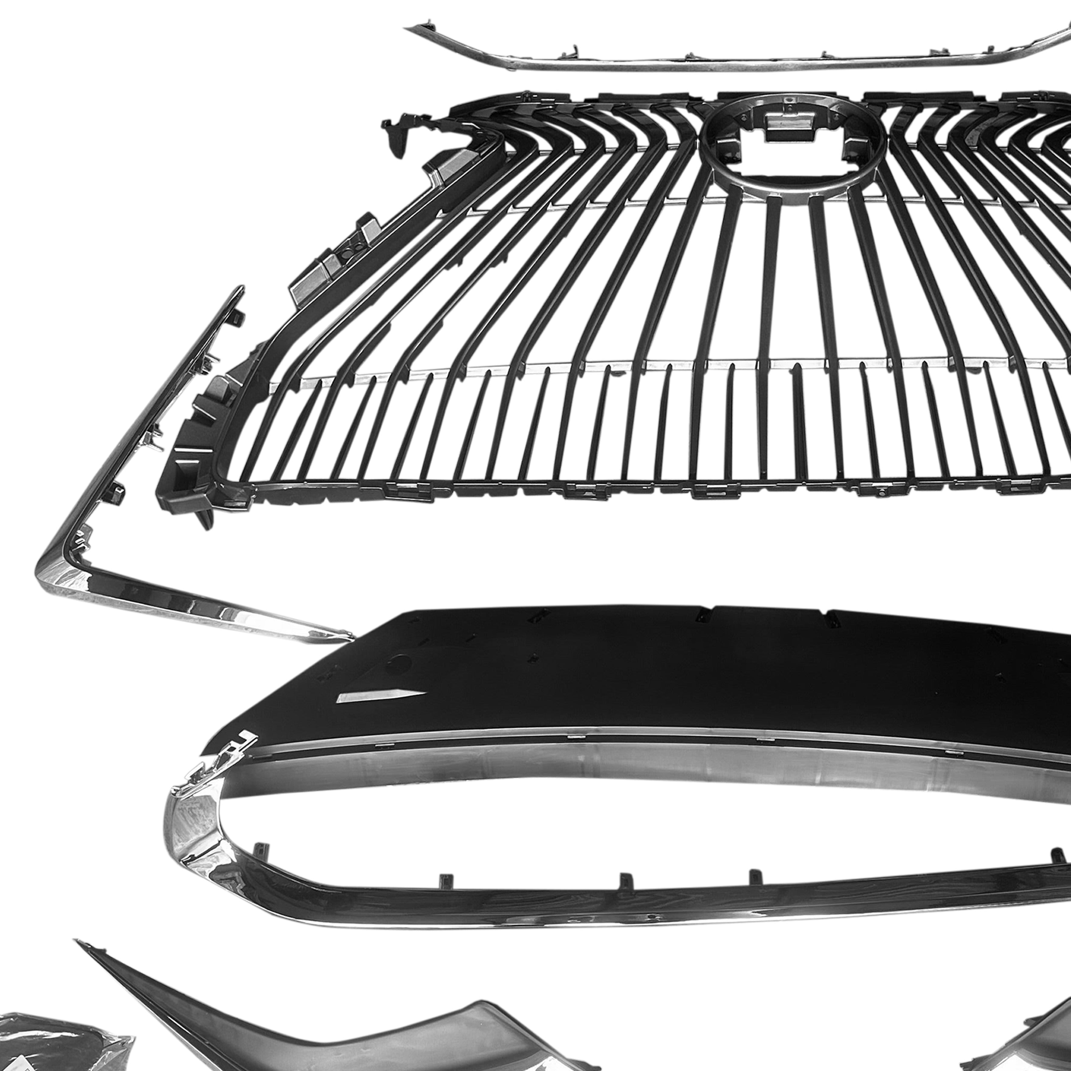 For 2019 2020 2021 2022 2023 2024 Lexus ES ES350 Front Bumper Upper Lower Grille with Molding Trim Assembly Set