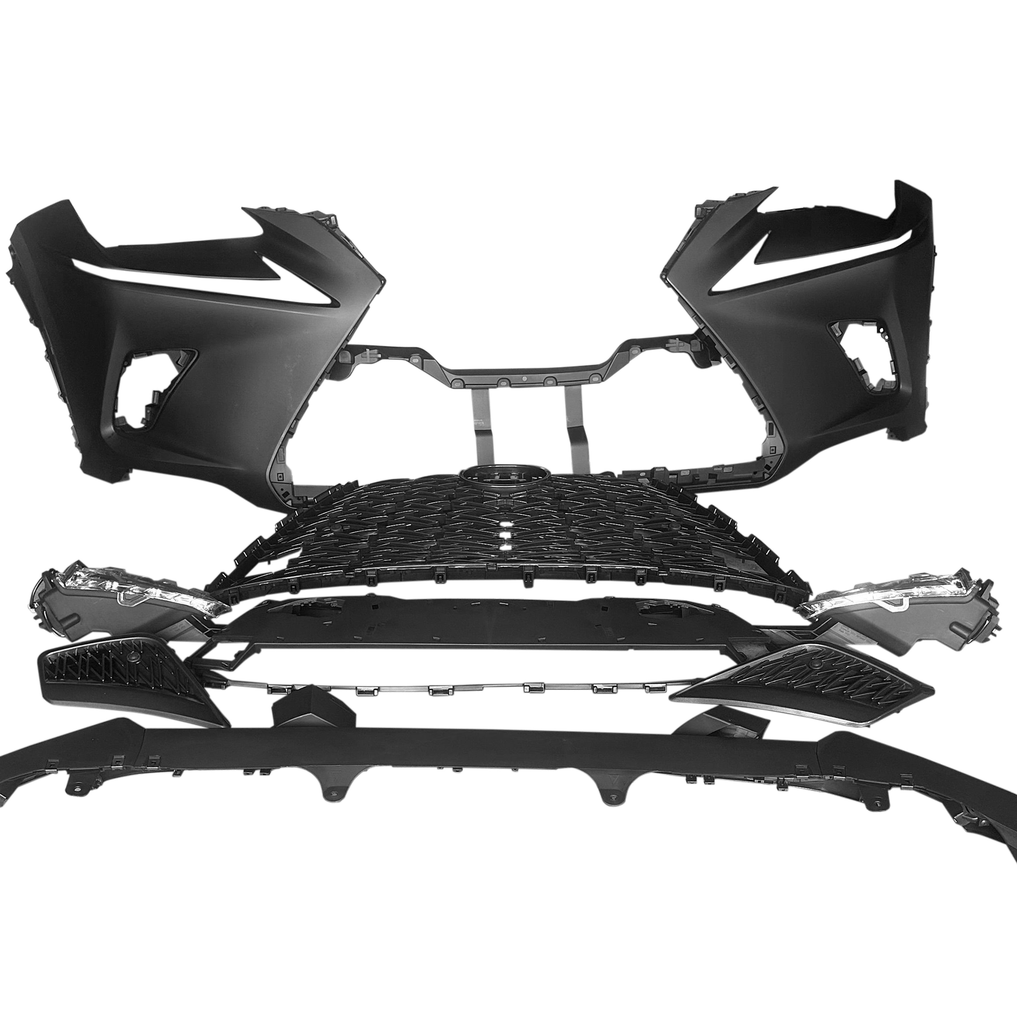 For 2018 2019 2020 2021 Lexus NX NX300 Front Bumper Upper Lower Grille with Fog Light Assembly