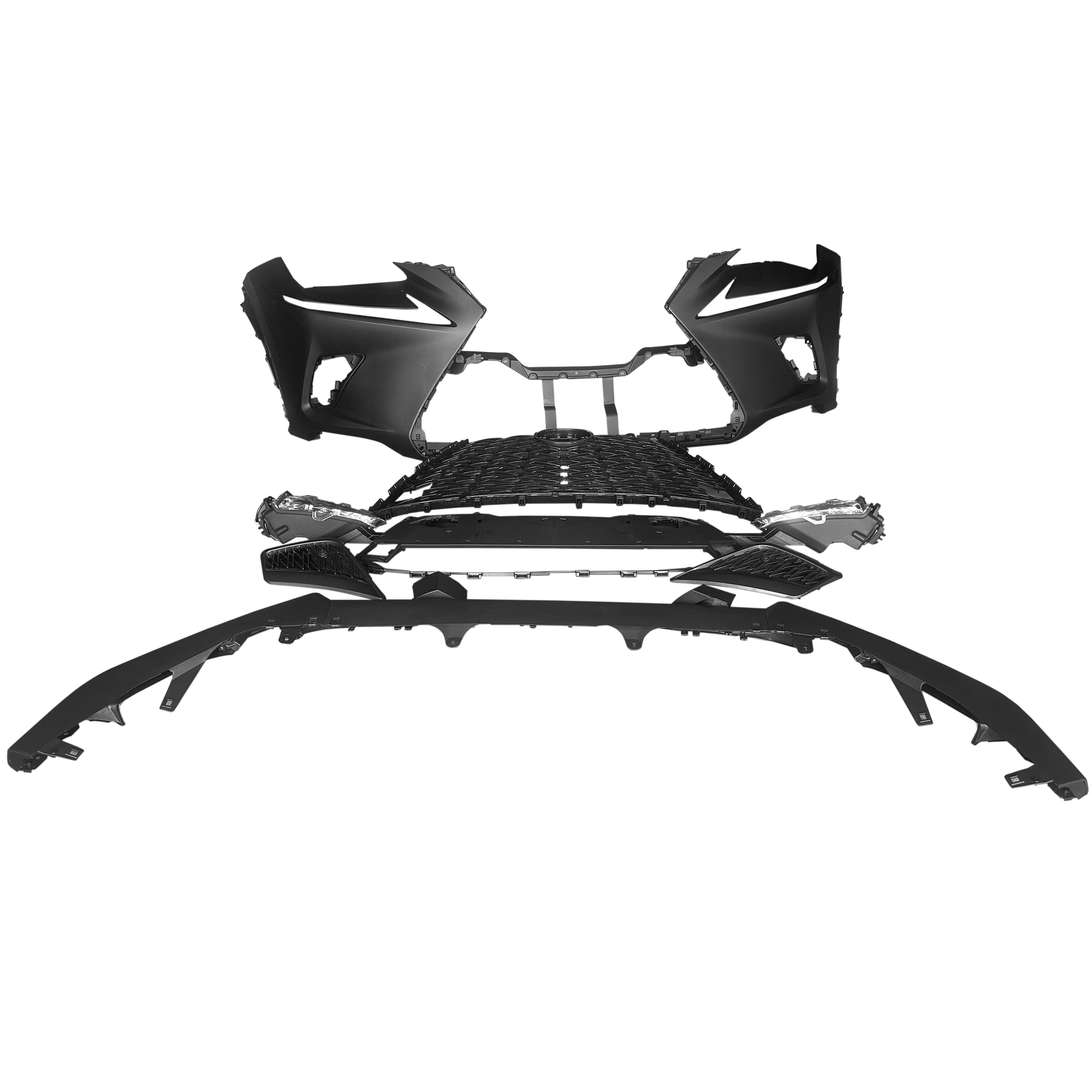 For 2018 2019 2020 2021 Lexus NX NX300 Front Bumper Upper Lower Grille with Fog Light Assembly