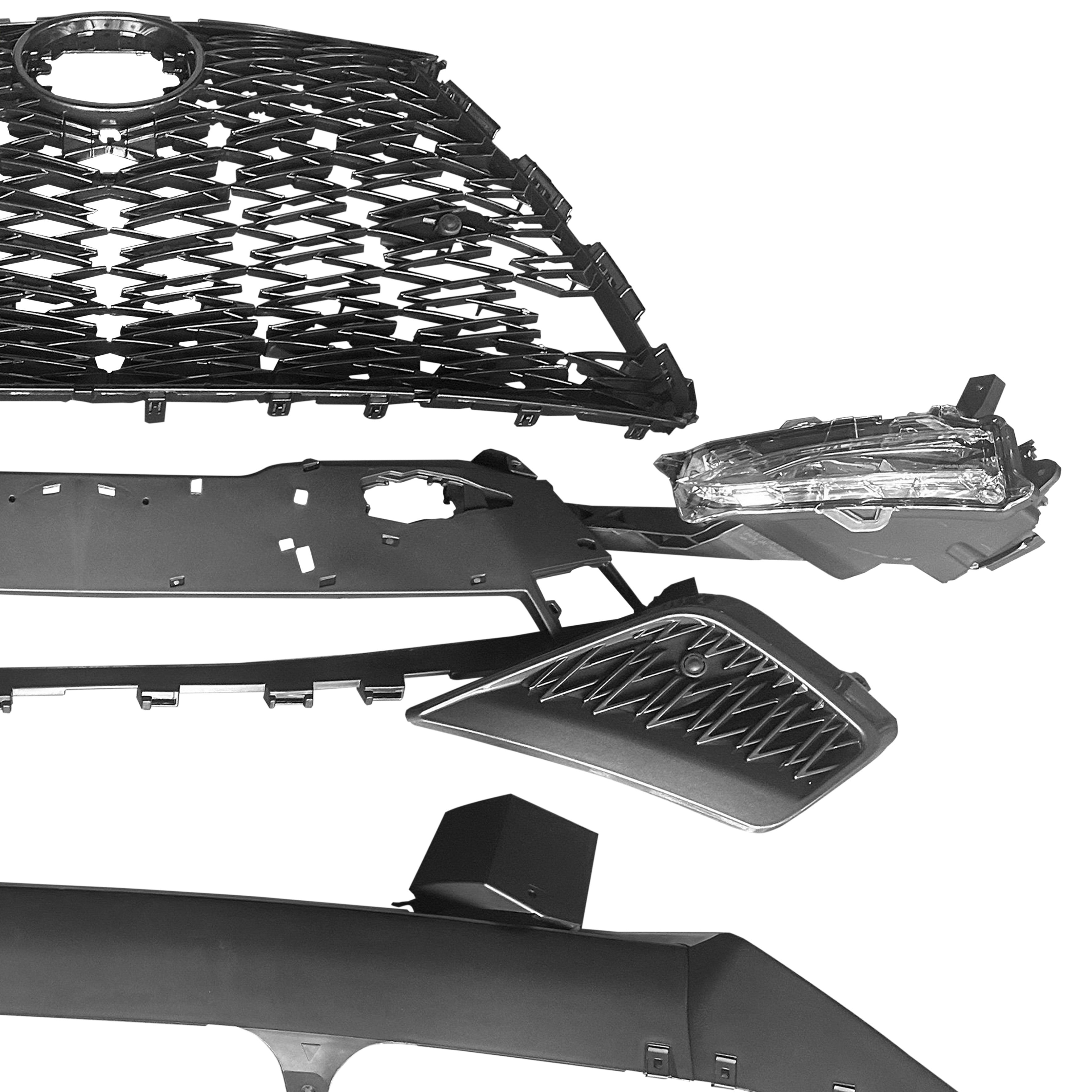 For 2018 2019 2020 2021 Lexus NX NX300 Front Bumper Upper Lower Grille with Fog Light Assembly