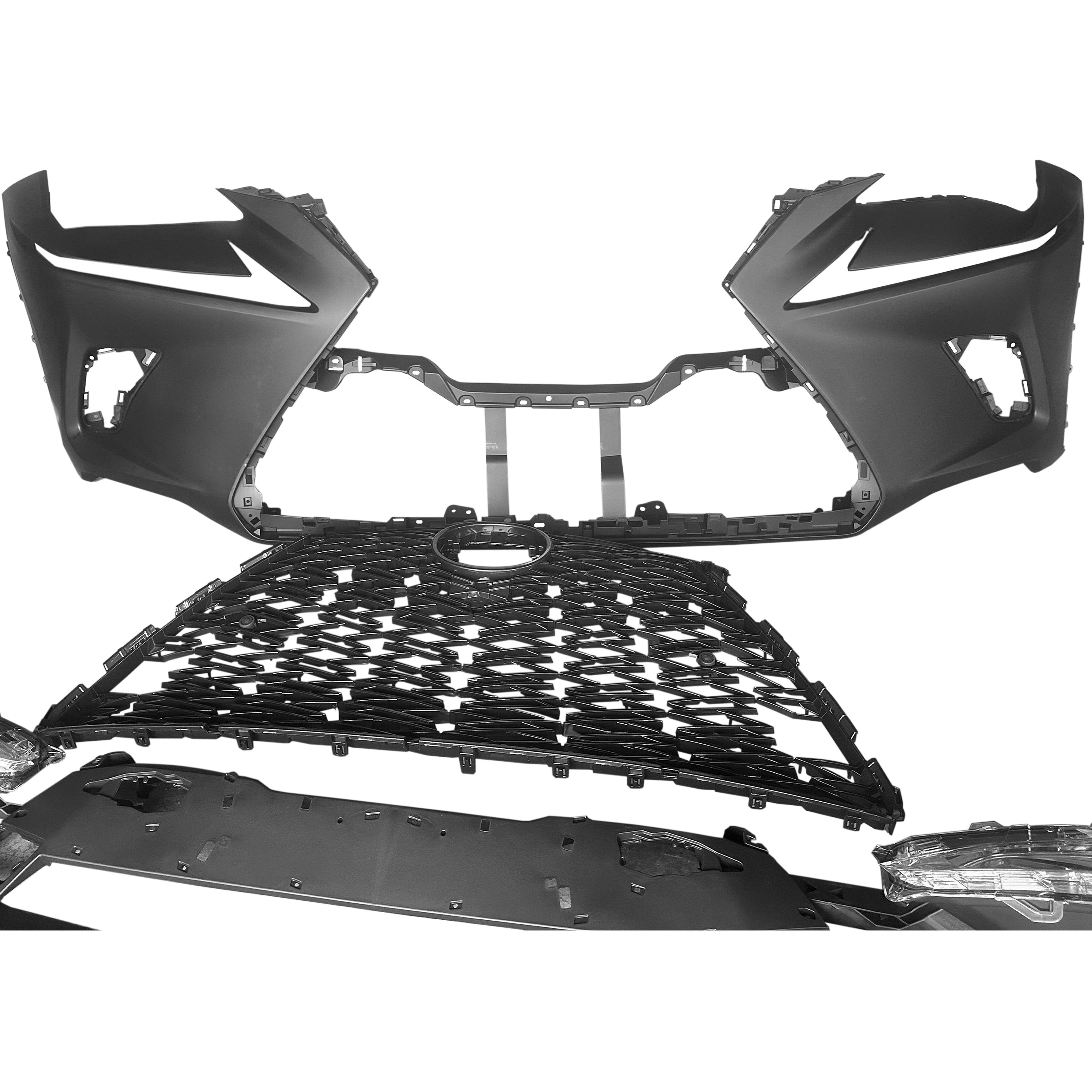 For 2018 2019 2020 2021 Lexus NX NX300 Front Bumper Upper Lower Grille with Fog Light Assembly
