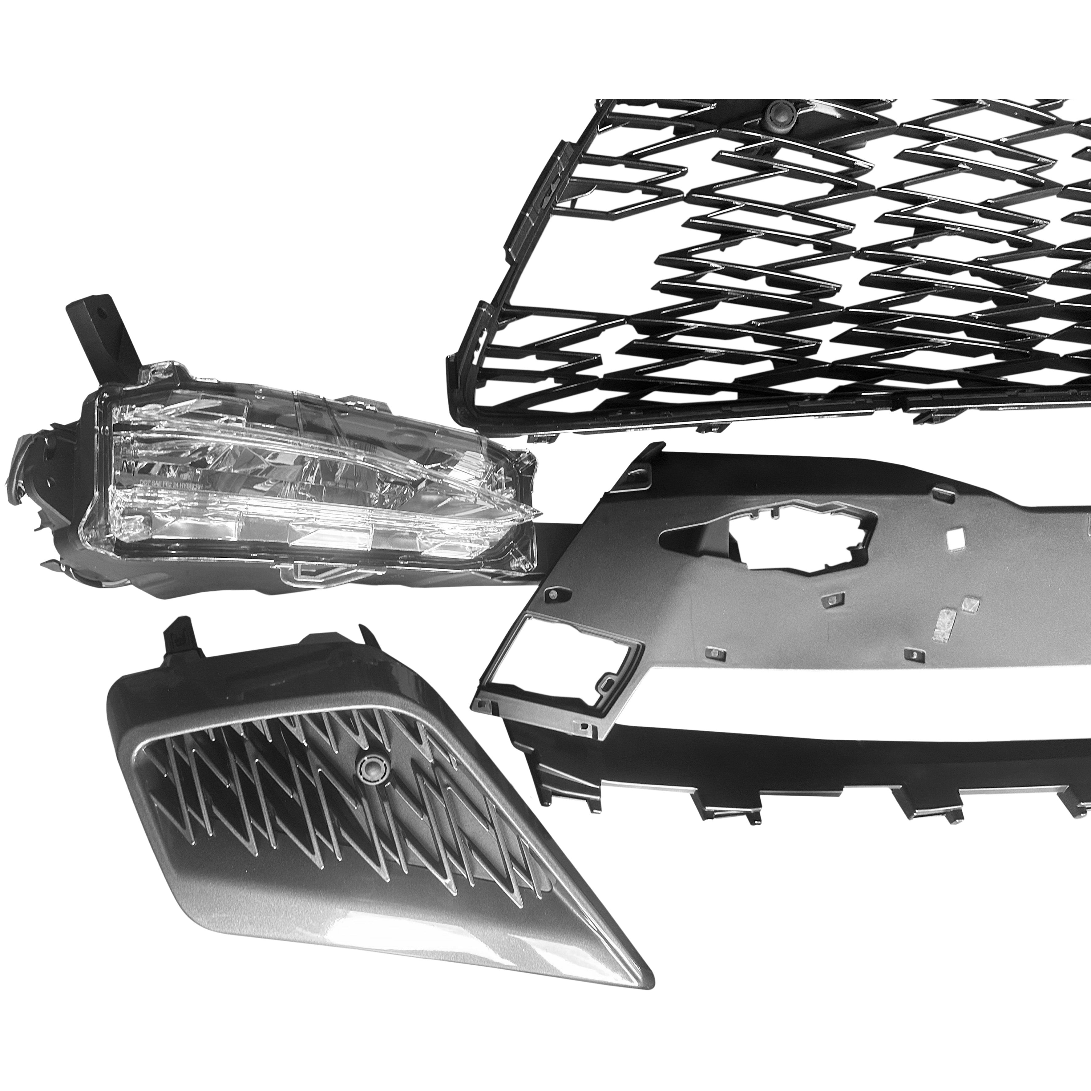 For 2018 2019 2020 2021 Lexus NX NX300 Front Bumper Upper Lower Grille with Fog Light Assembly