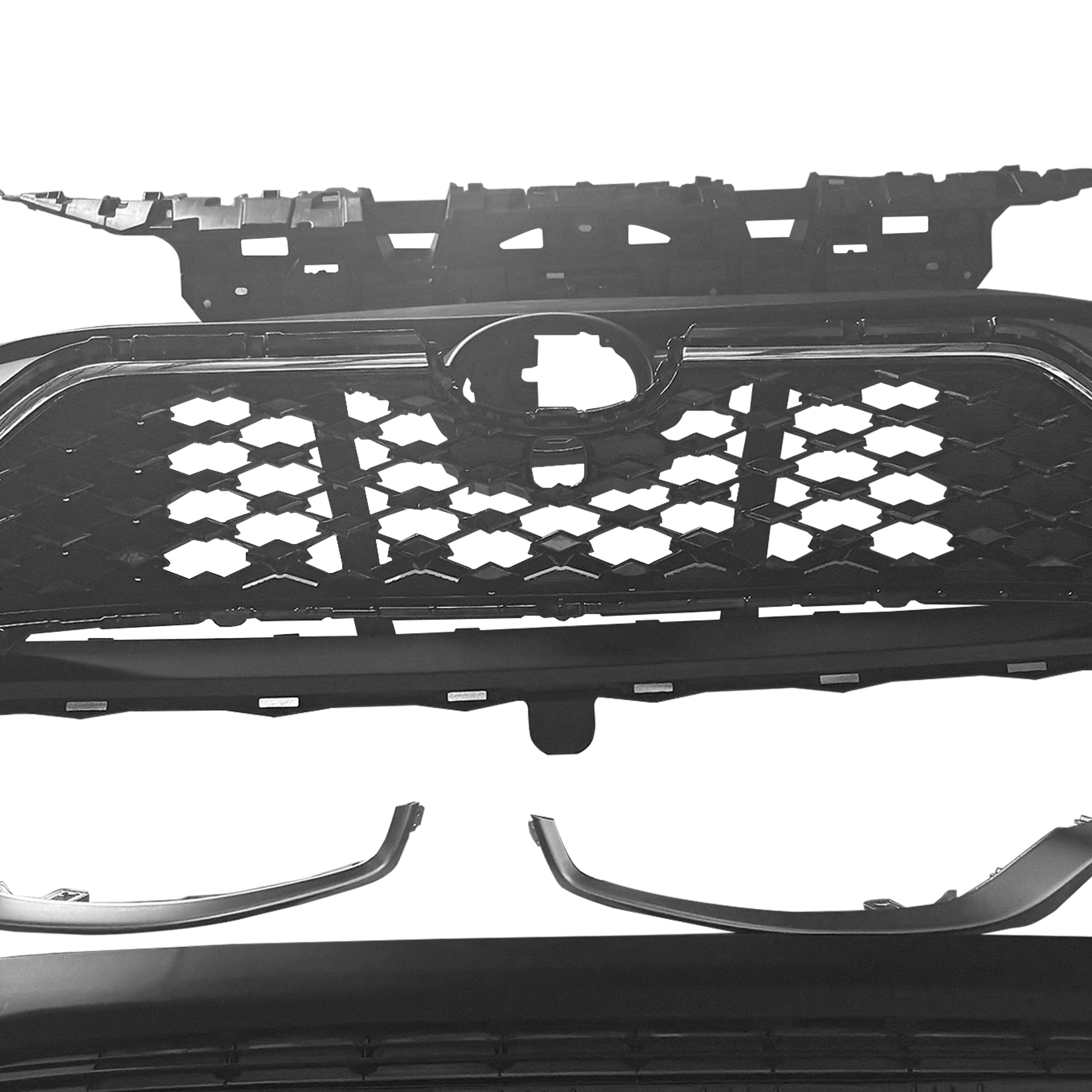 For 2022 2023 2024 Toyota RAV4 Prime Front Bumper Upper Lower Grille with Fog Cover LED Fog Light Lower Valance Moldings Assembly Set