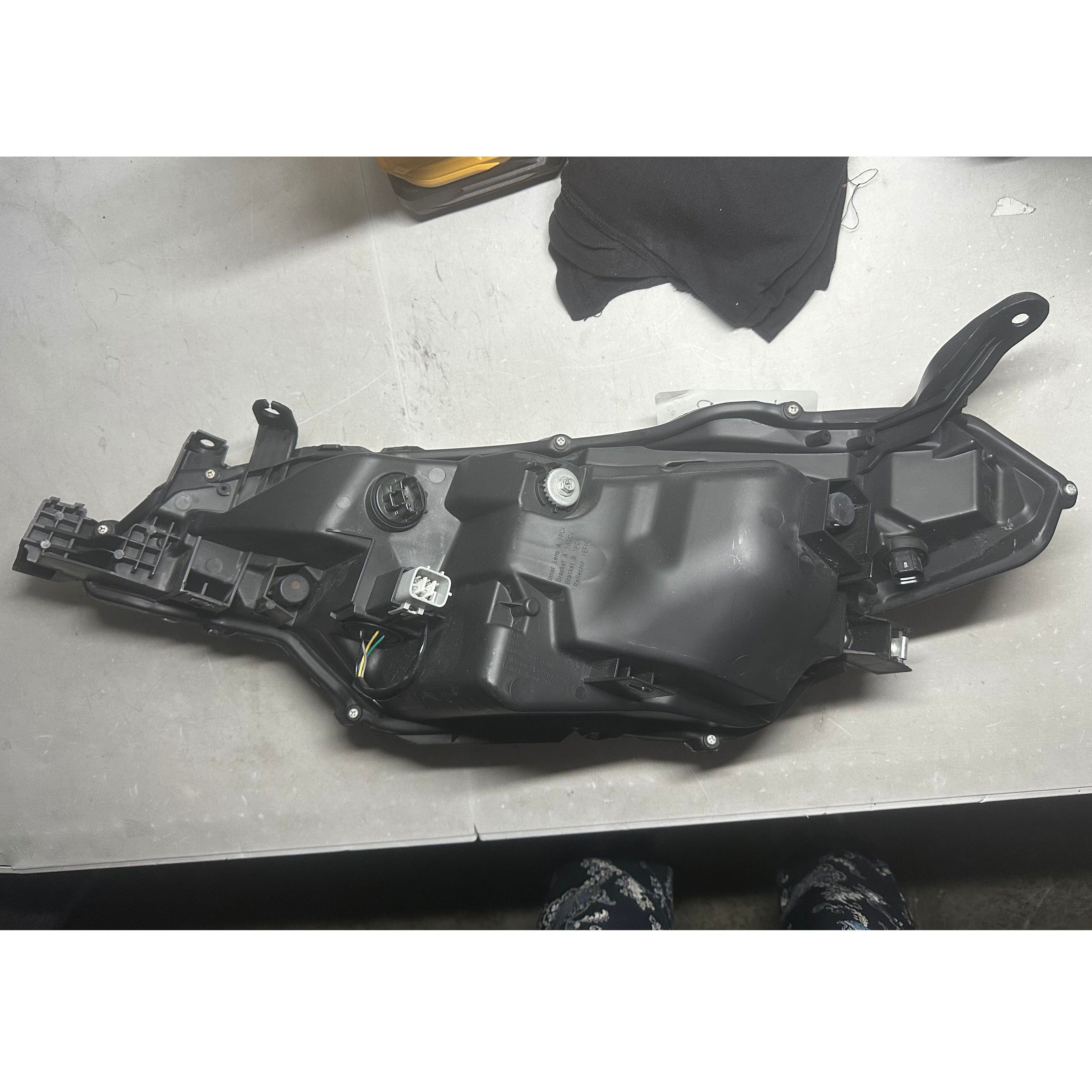 <p>2017 2018 2019 Toyota Corolla L LE Headlight Assembly Halogen with LED Daytime Running Lights DRL Passenger Side Damaged</p>