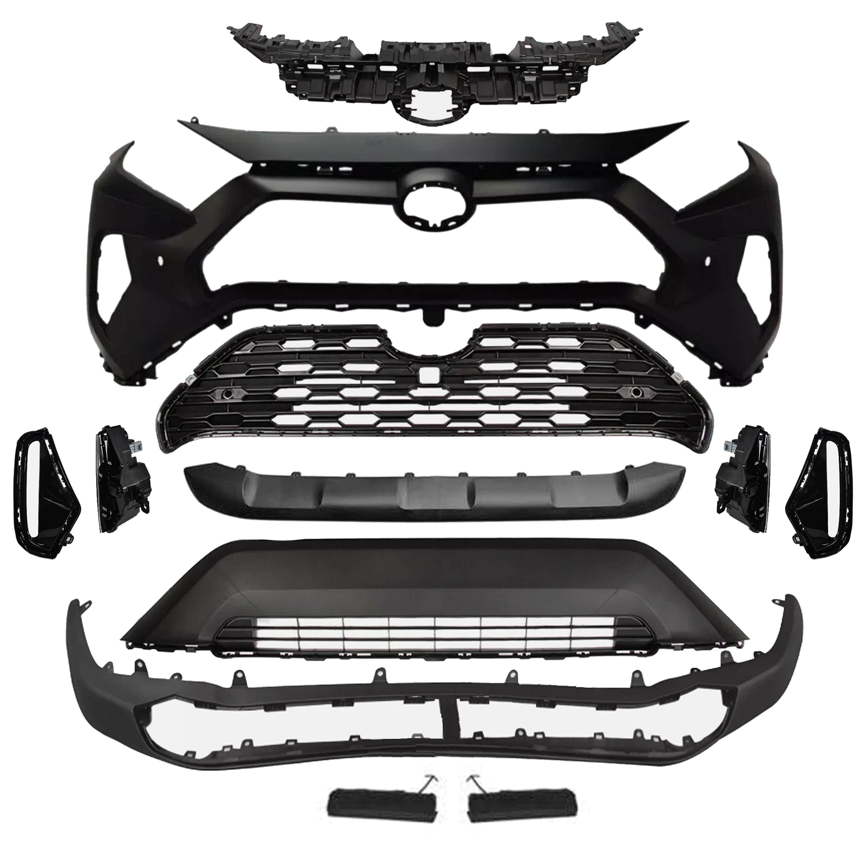 For 2022 2023 2024 Toyota RAV4 Front Bumper with Grille Fog Light & Cover Valance Guard Assembly Set