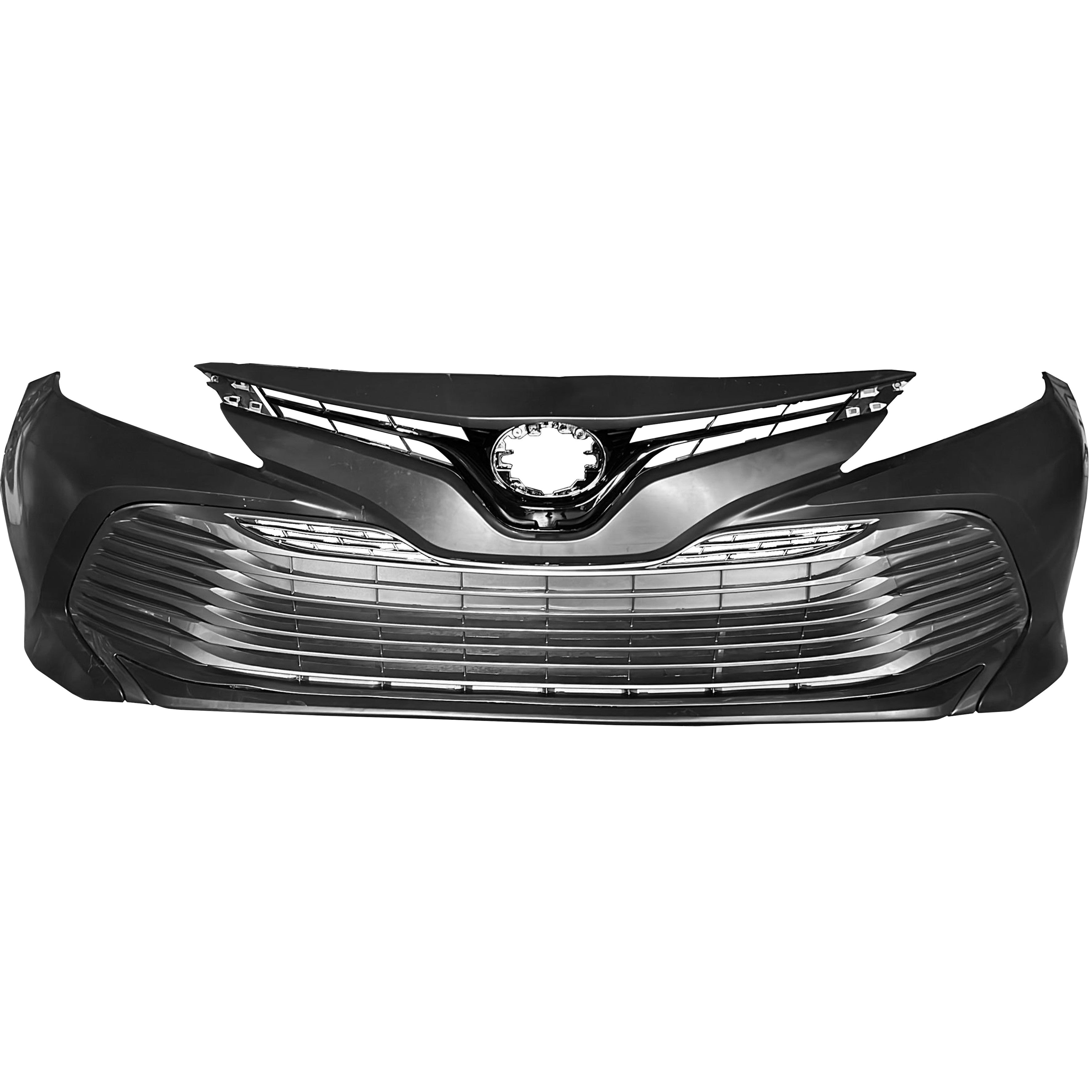 For 2018 2019 2020 Toyota Camry LE Front Bumper with Upper Lower Grille Assembly Set