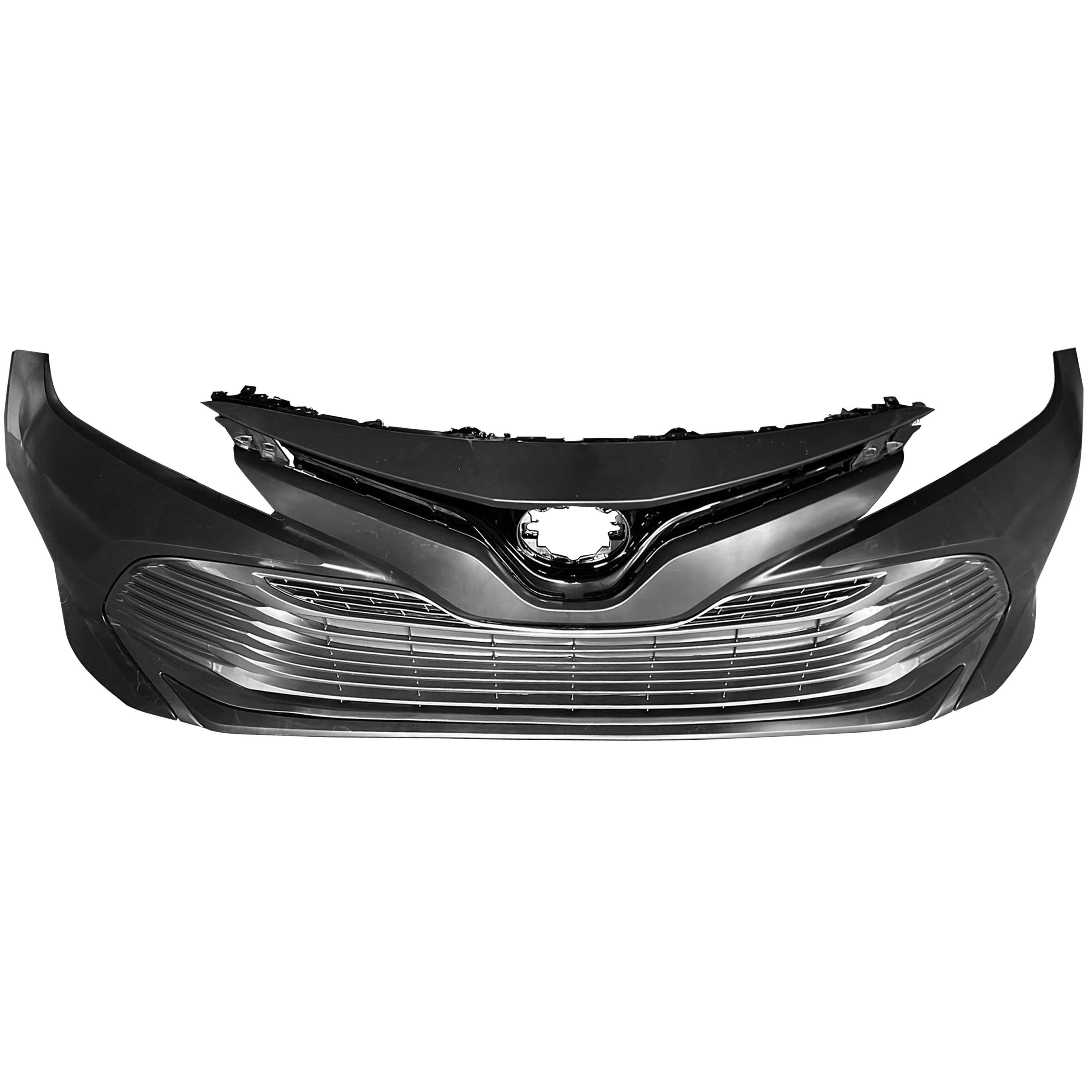 For 2018 2019 2020 Toyota Camry LE Front Bumper with Upper Lower Grille Assembly Set