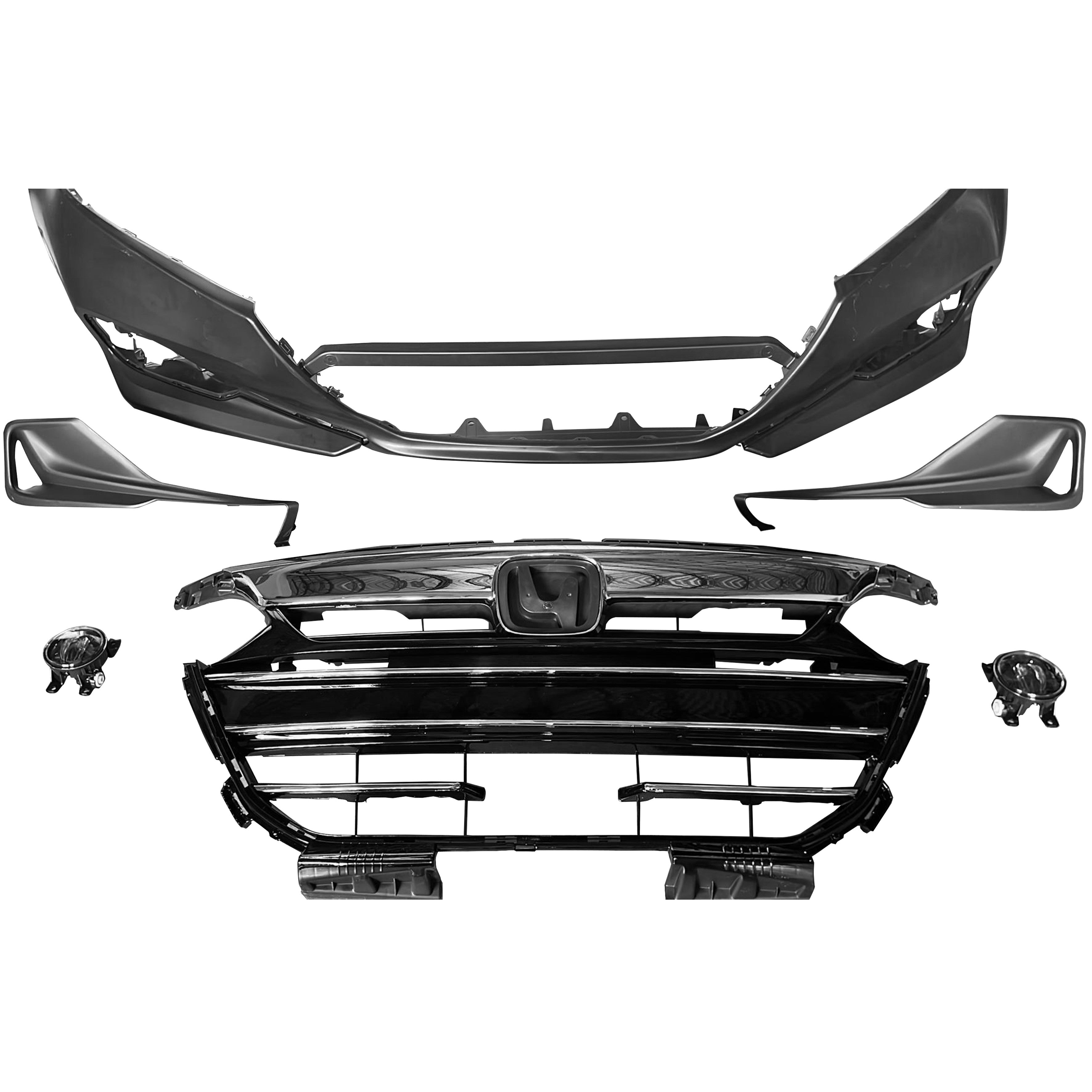 For 2021 2022 Honda Accord Front Bumper with Grilles Cover Fog Light and Fog Cover Assembly Set