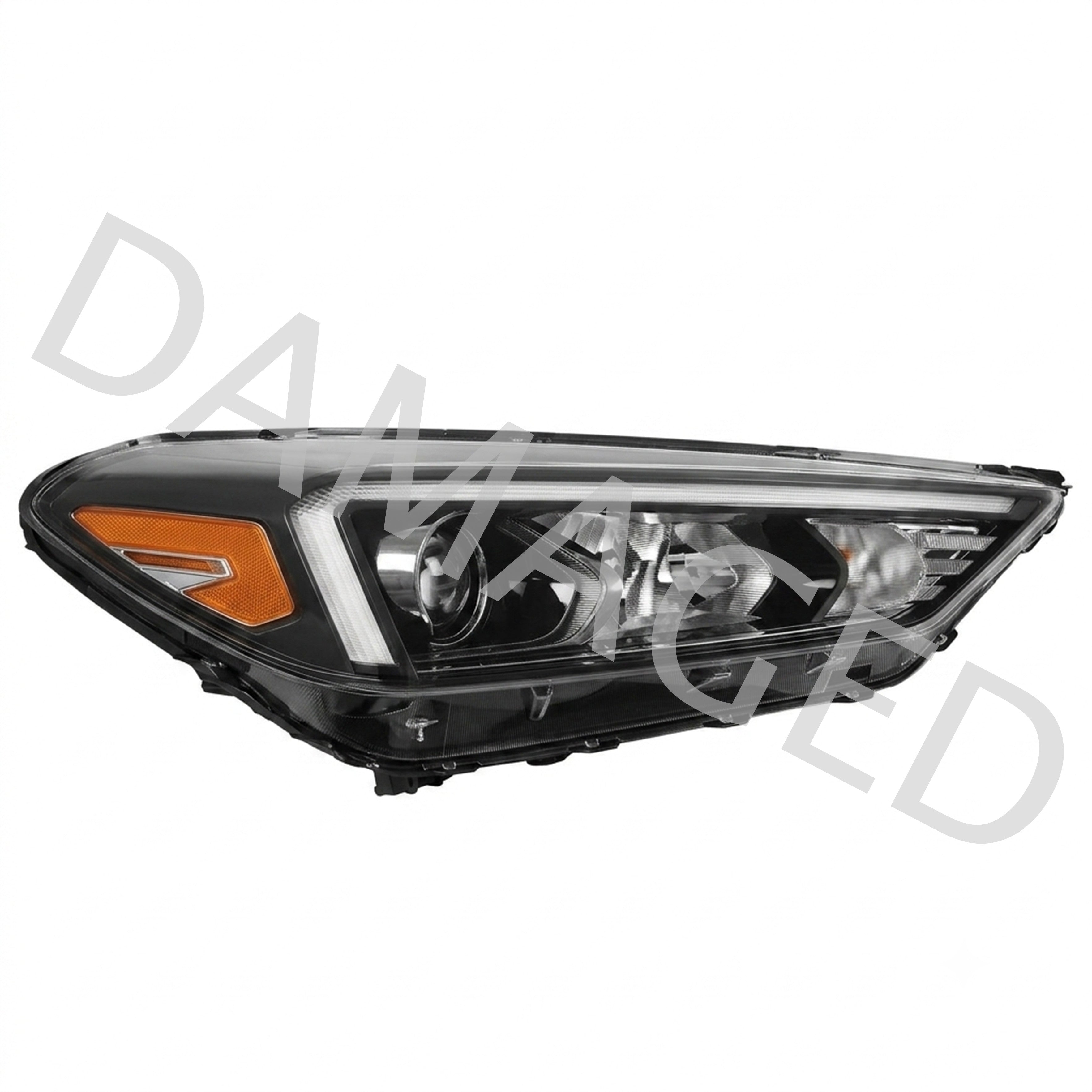 2019 2021 Hyundai Tucson Headlight Assembly Halogen with LED DRL Passenger Side Damaged
