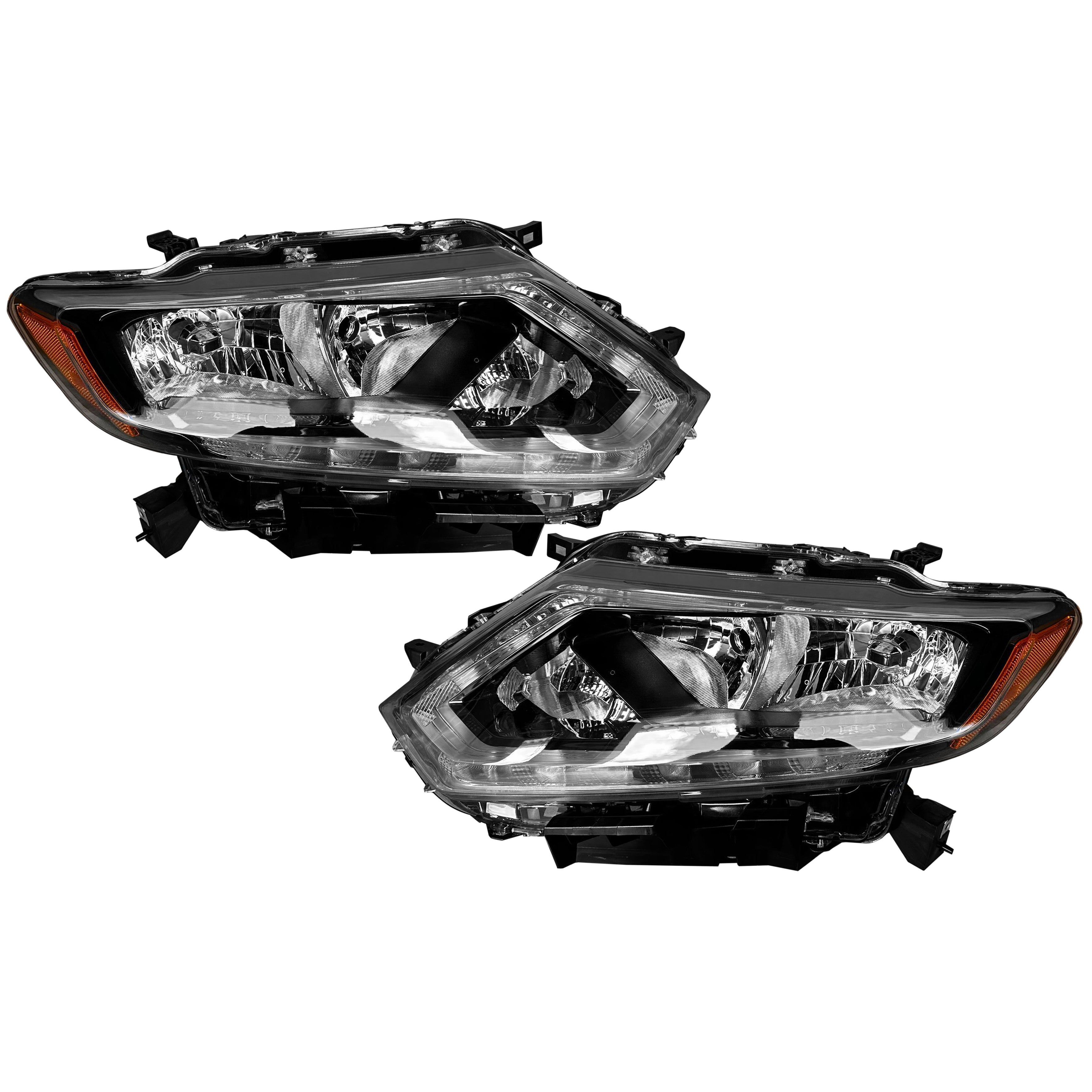 For 2014 2015 2016 Nissan Rogue Headlight Halogen Assembly Driver Passenger Pair Set 2Pcs 260604BA0A 260104BA2A