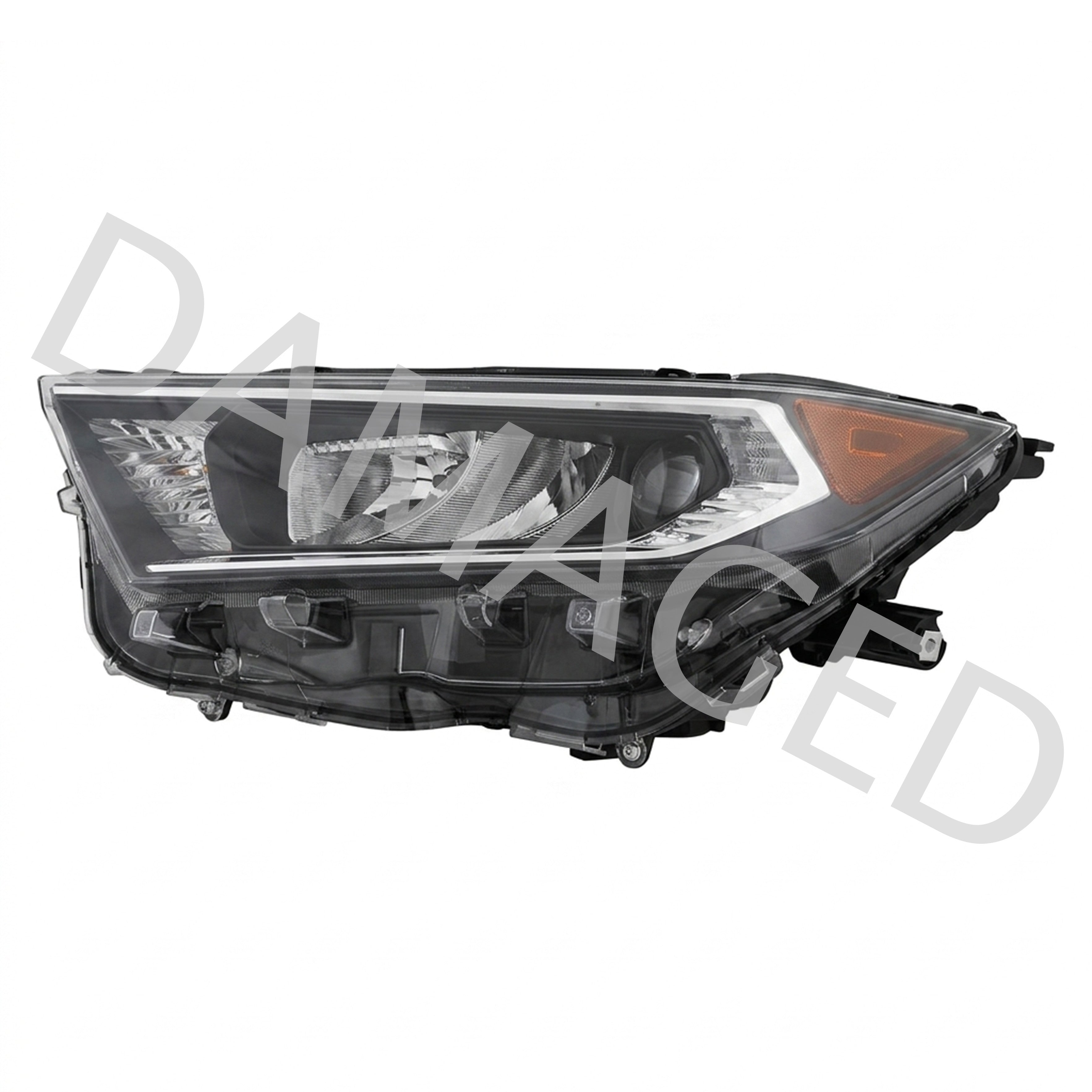 For 2019 2022 Toyota RAV4 LE XLE Headlight Assembly Chrome w/ LED Left Driver Damaged