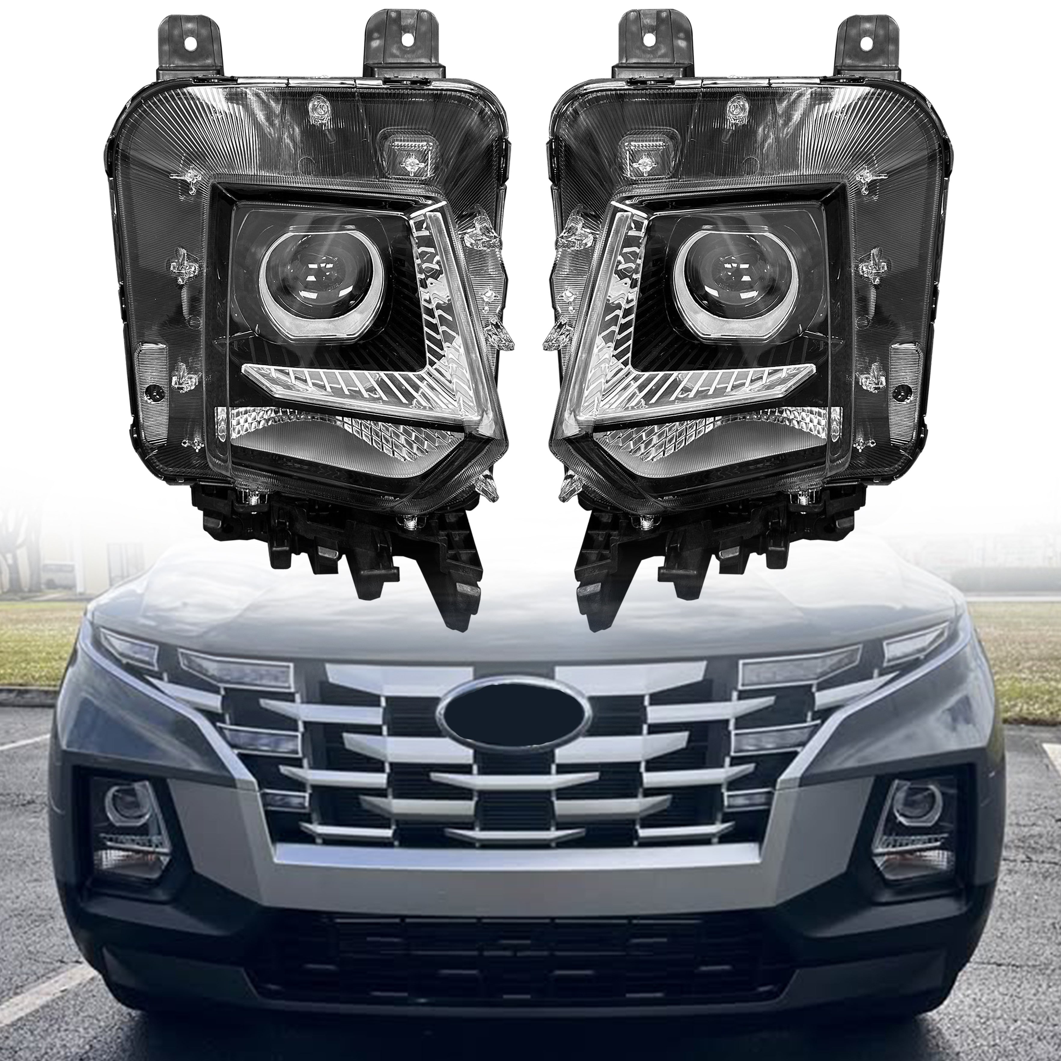 For 2022 2023 2024 Hyundai Santa Cruz Headlight Halogen Assembly Left Right Driver Passenger Set Pair 2Pcs 92101K5000 92102K5000