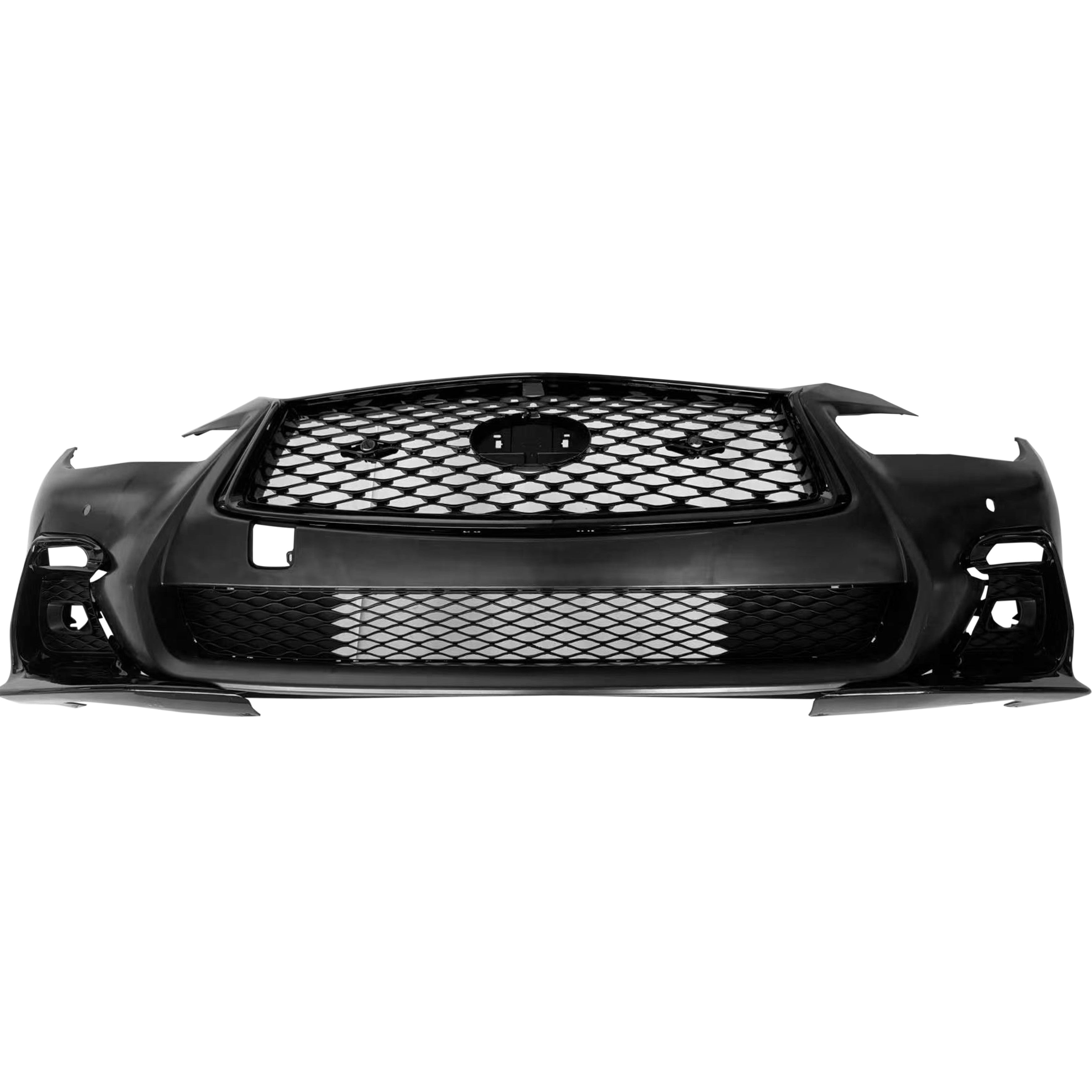 For 2018 2019 2020 2021 2022 2023 2024 Infiniti Q50 Front Bumper with Grilles & Fog Cover with Sensor and Camera Holes Assembly Set