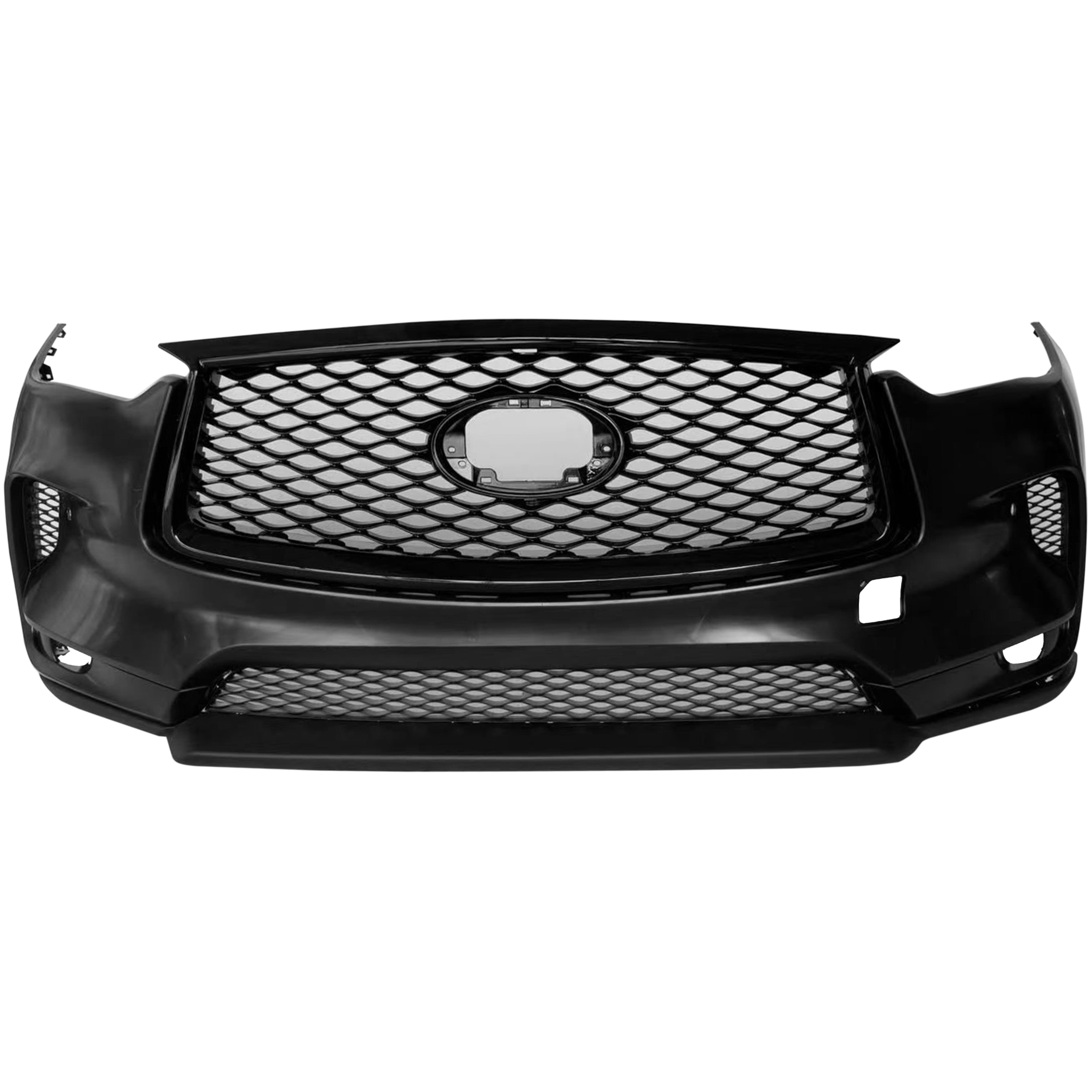 For 2019 2020 2021 2022 2023 Infiniti QX50 Front Bumper with Grilles & Fog Cover with Sensor and Camera Holes Assembly Set
