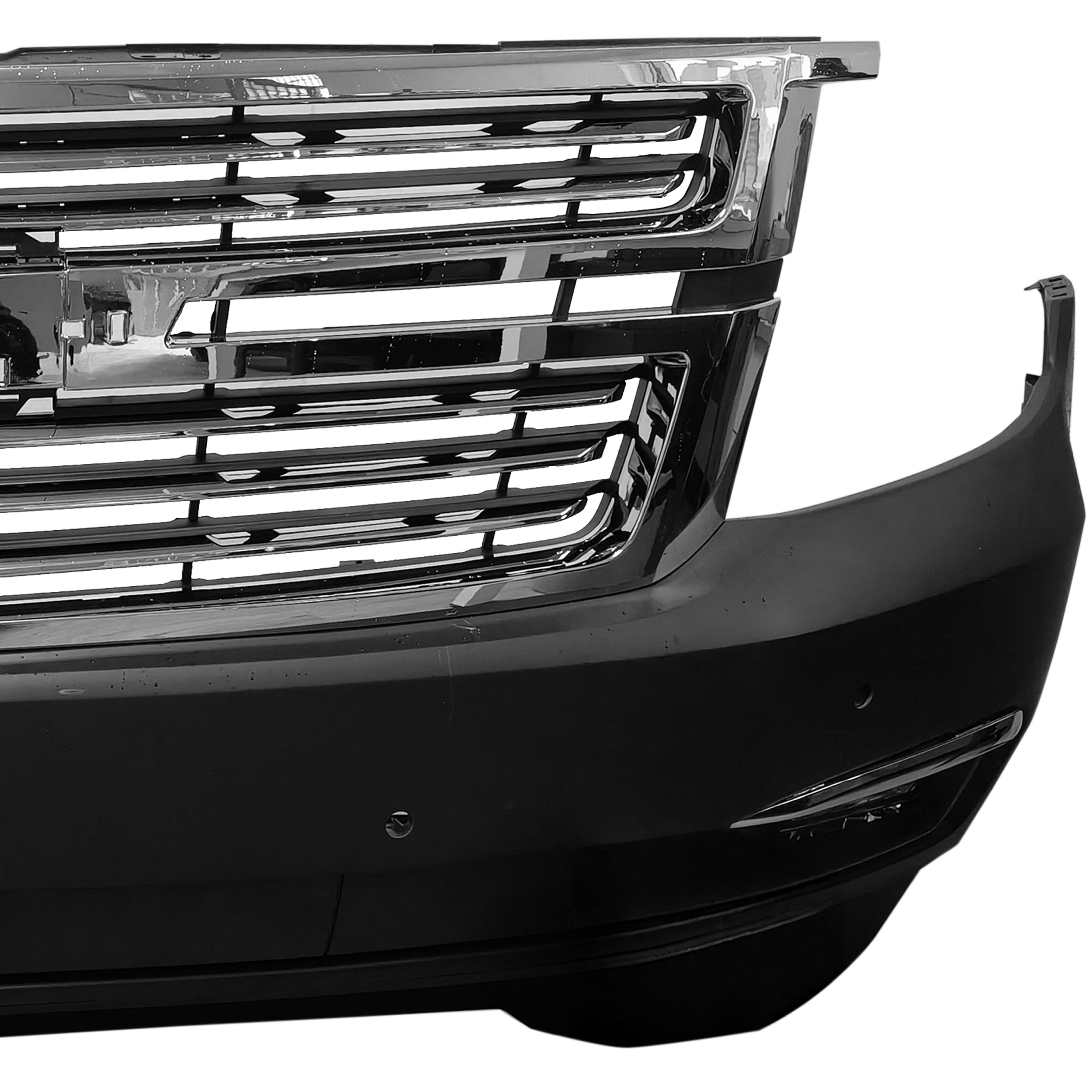 For 2015 2016 2017 2018 2019 2020 Chevy Tahoe Suburban Front Bumper with Grilles & Fog Lights Assembly Set