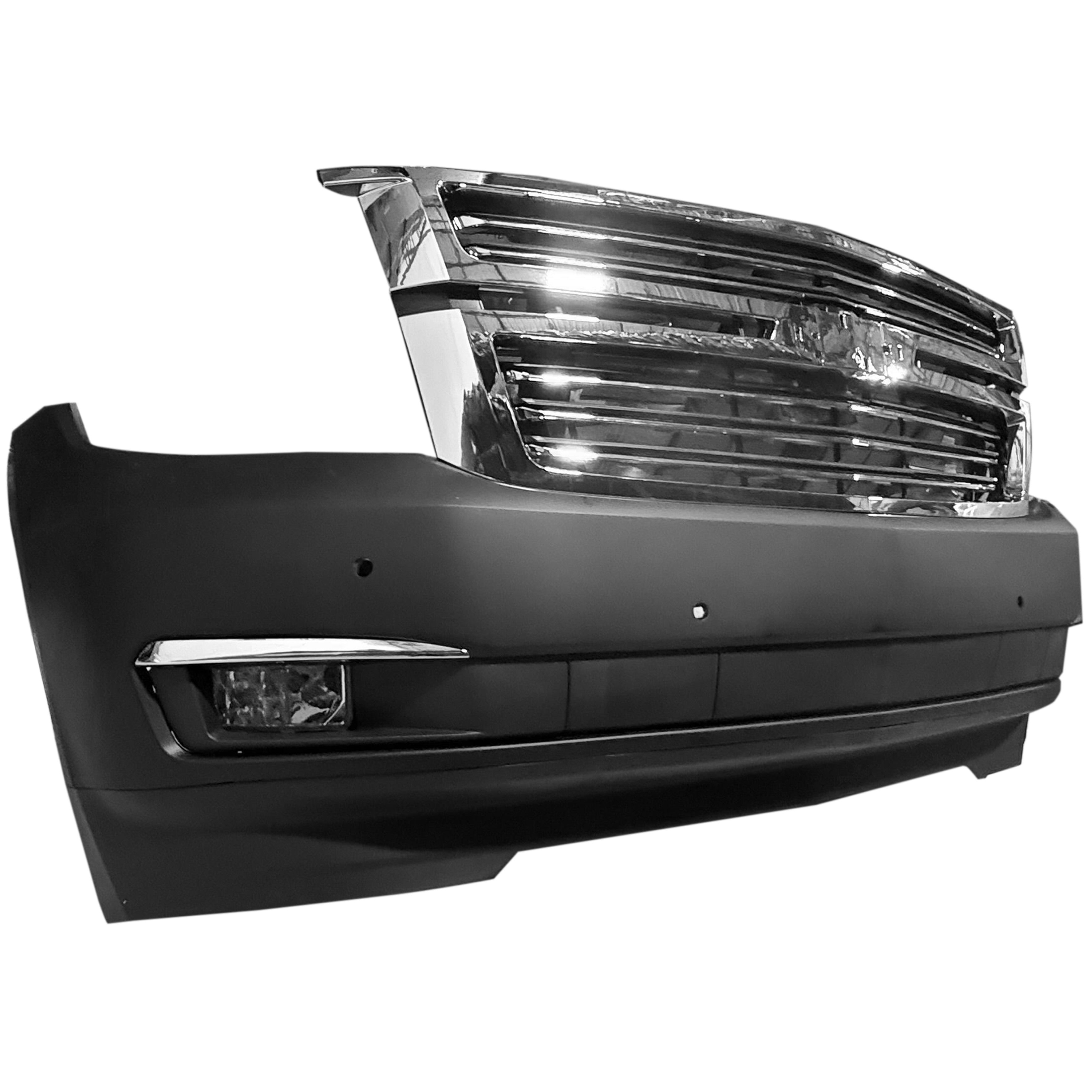 For 2015 2016 2017 2018 2019 2020 Chevy Tahoe Suburban Front Bumper with Grilles & Fog Lights Assembly Set