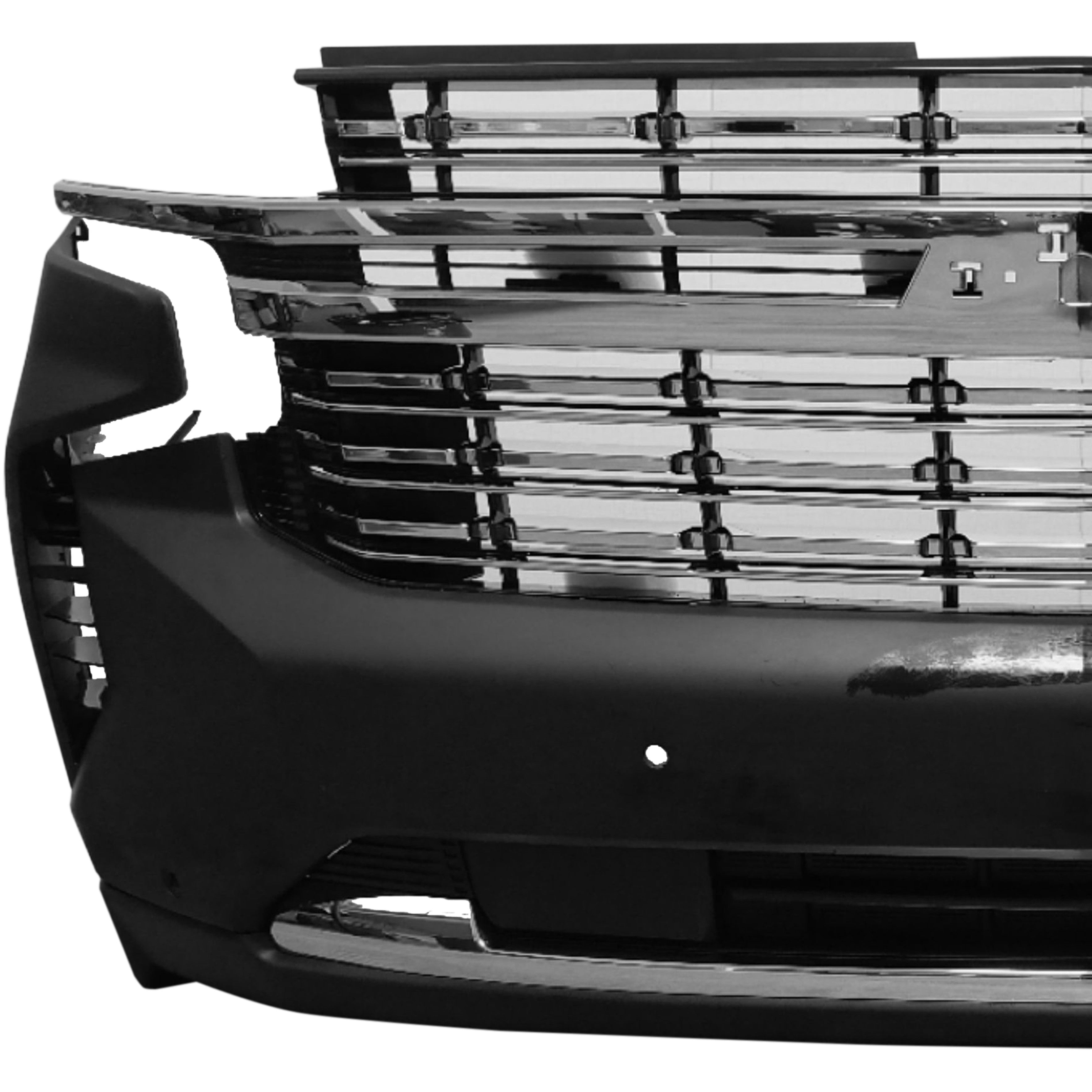 For 2021 2022 2023 2024 Chevy Tahoe Suburban Front Bumper with Grilles & Chrome Molding Assembly Set