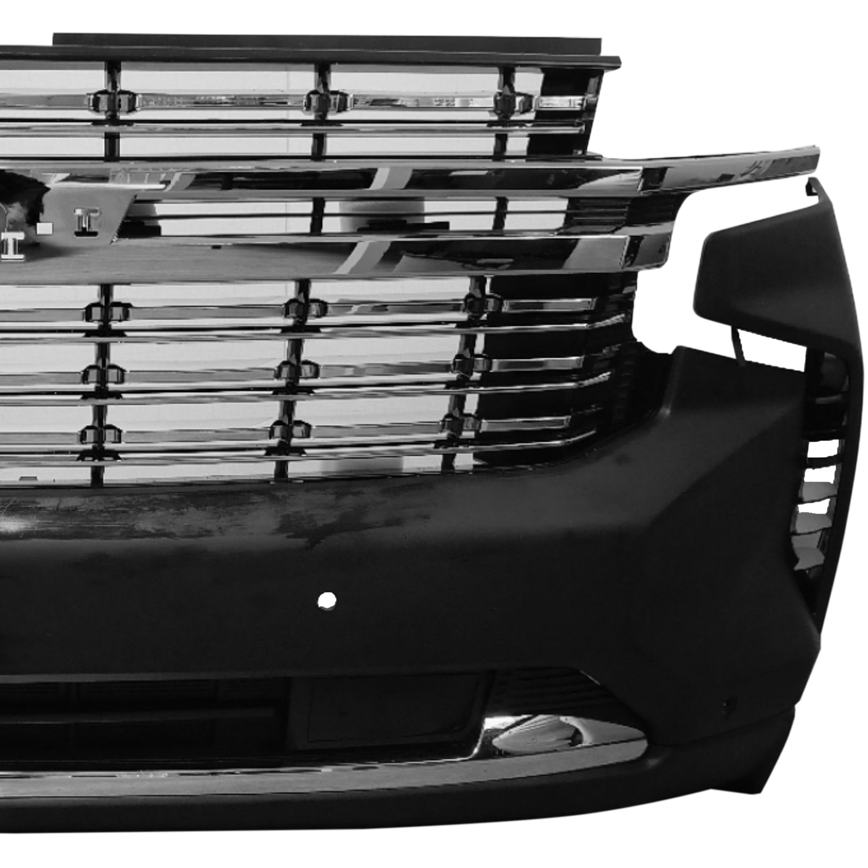 For 2021 2022 2023 2024 Chevy Tahoe Suburban Front Bumper with Grilles & Chrome Molding Assembly Set