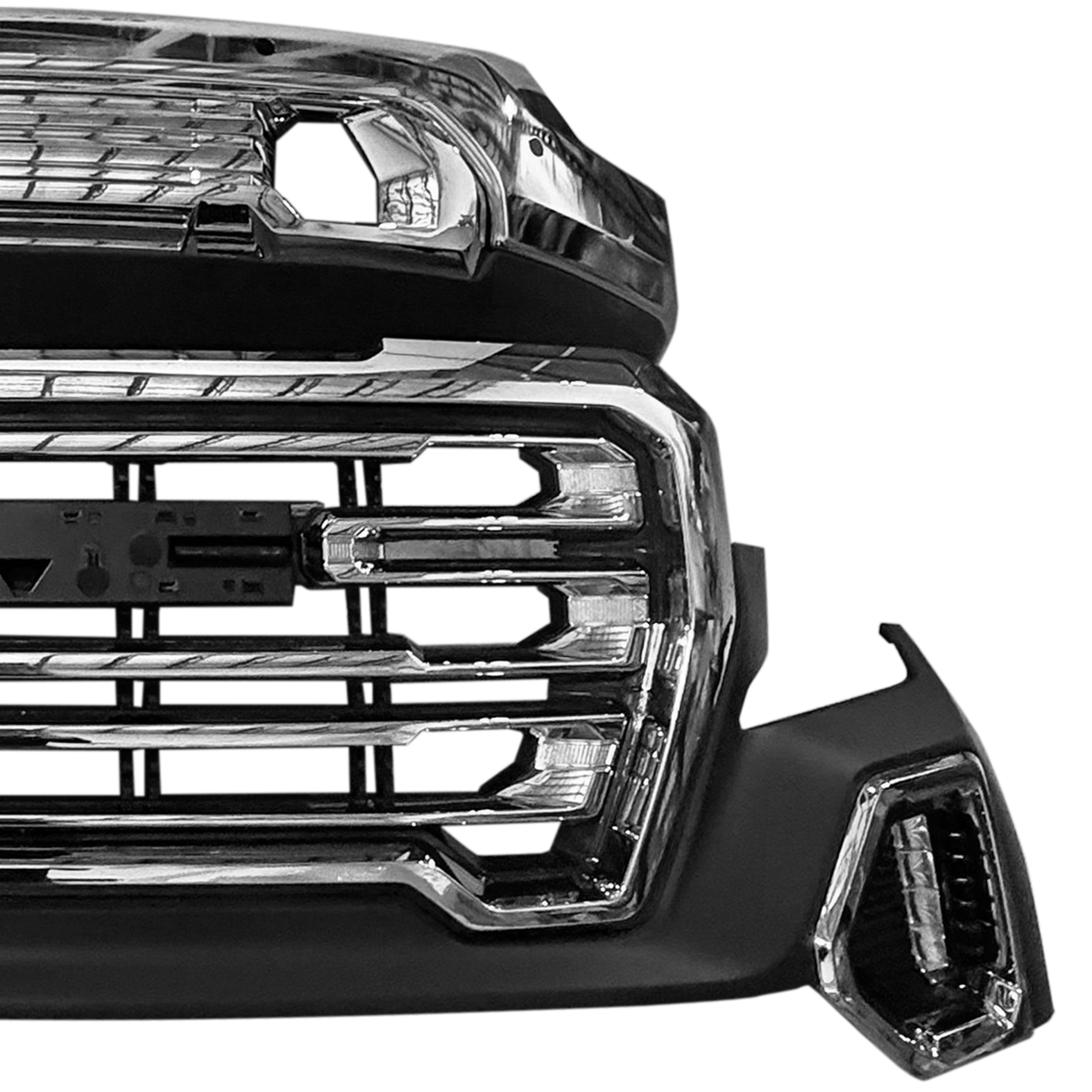 For 2019 2020 2021 GMC Sierra 1500 Front Bumper with Upper Lower Grille & Fog Lights Assembly Set