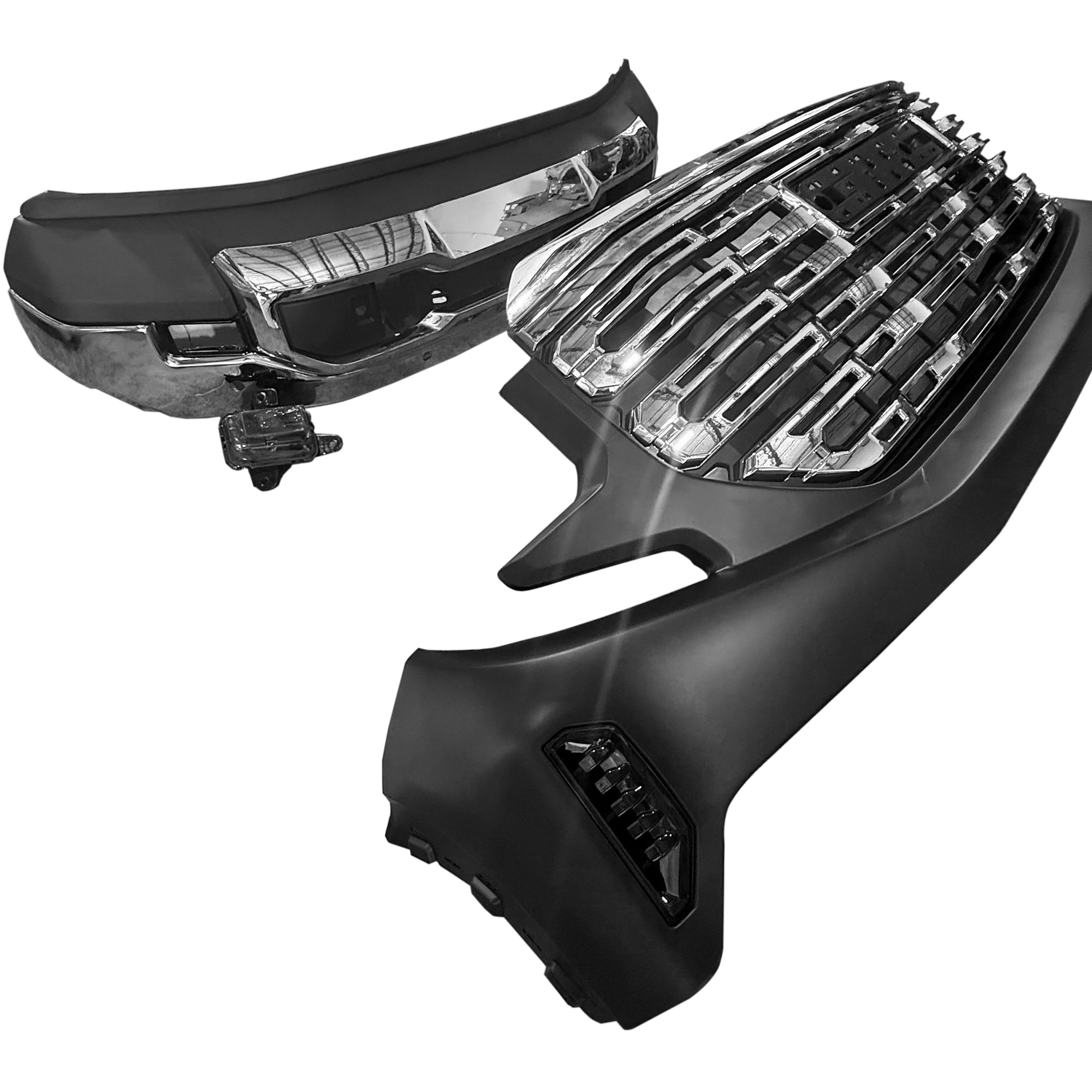 For 2022 2023 2024 GMC Sierra 1500 Front Bumper with Upper Lower Grille & Fog Lights Assembly Set