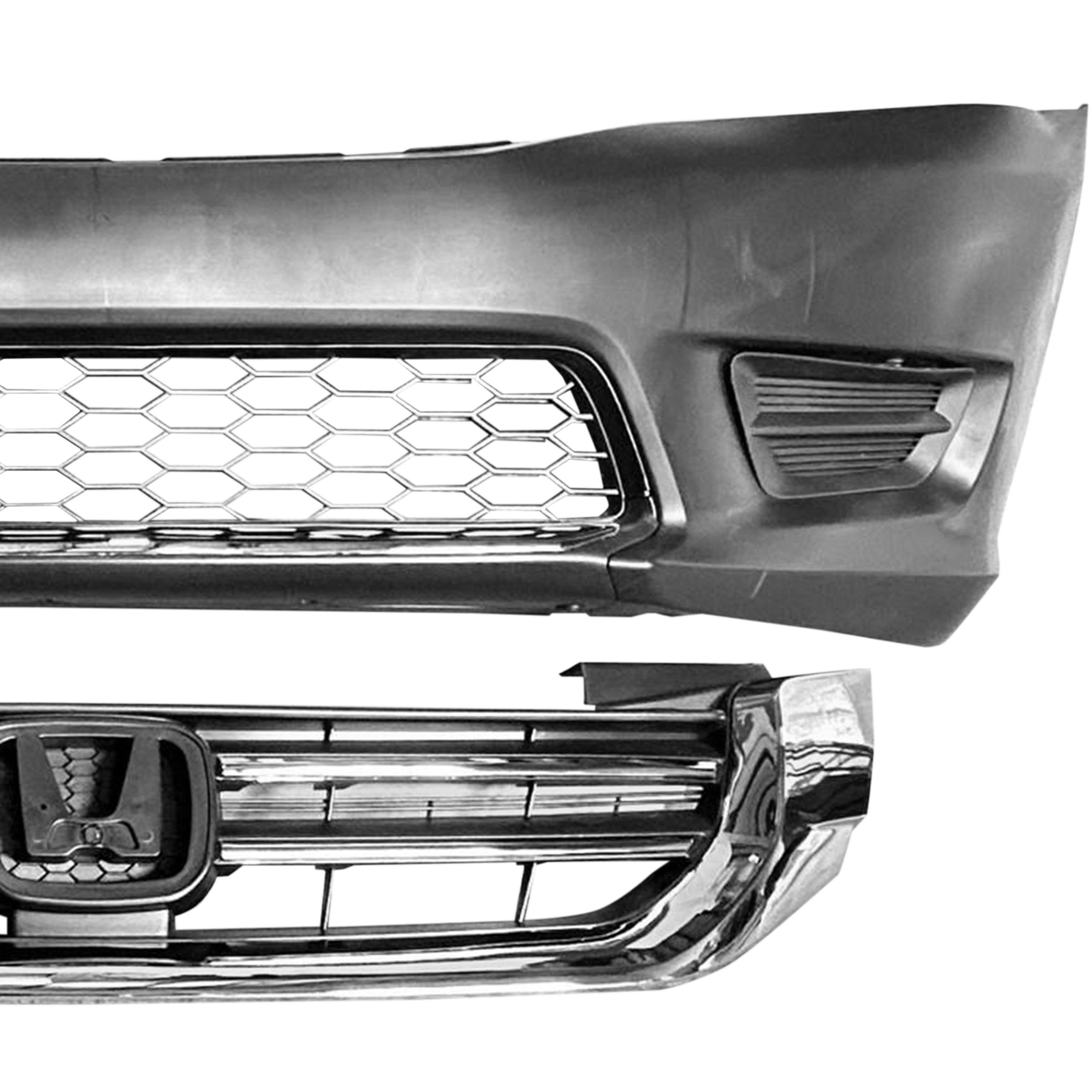 For 2014 2015 Honda Accord Front Bumper with Grilles & Fog Cover Assembly Set