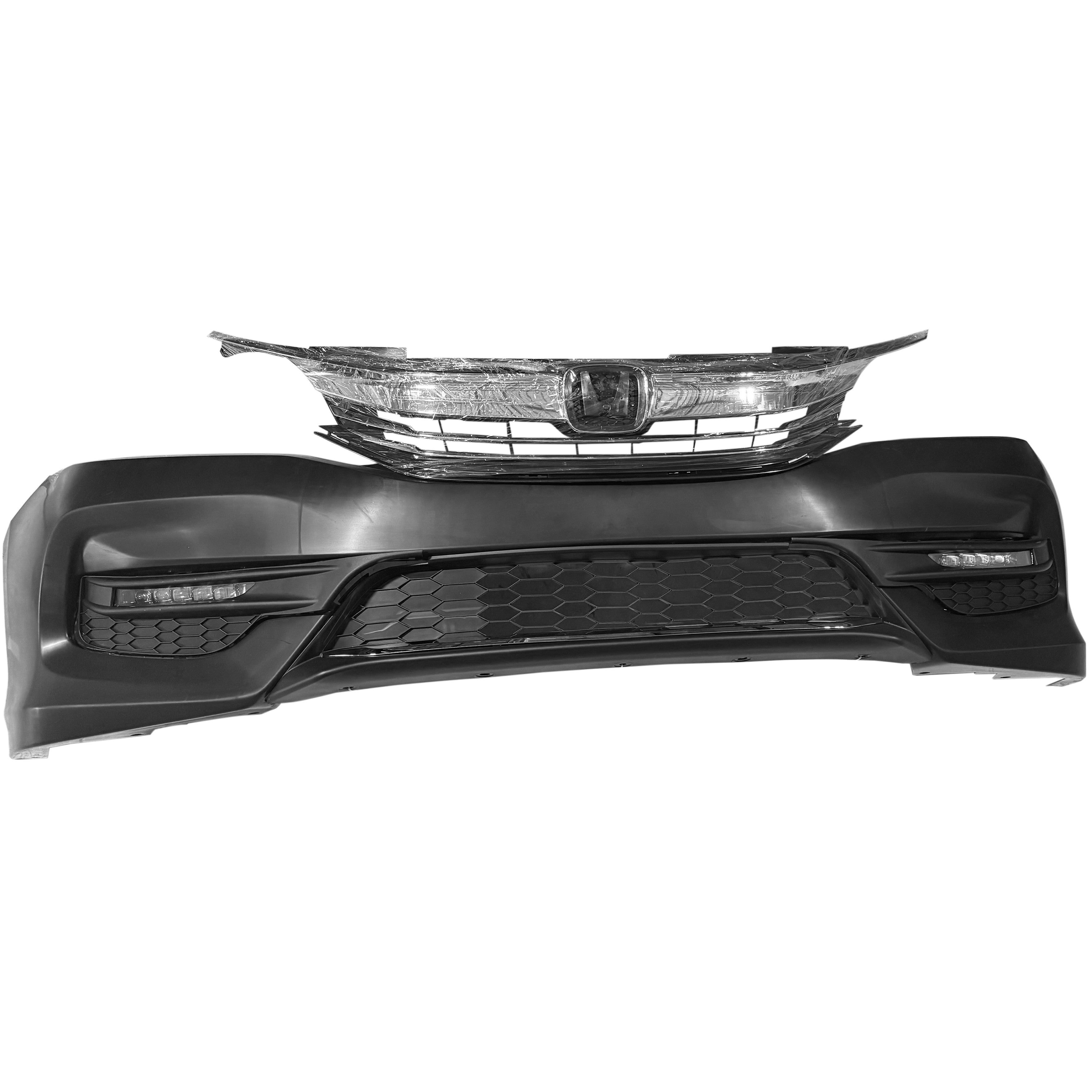 For 2016 2017 Honda Accord Front Bumper with Grilles and Fog Lights Assembly Set