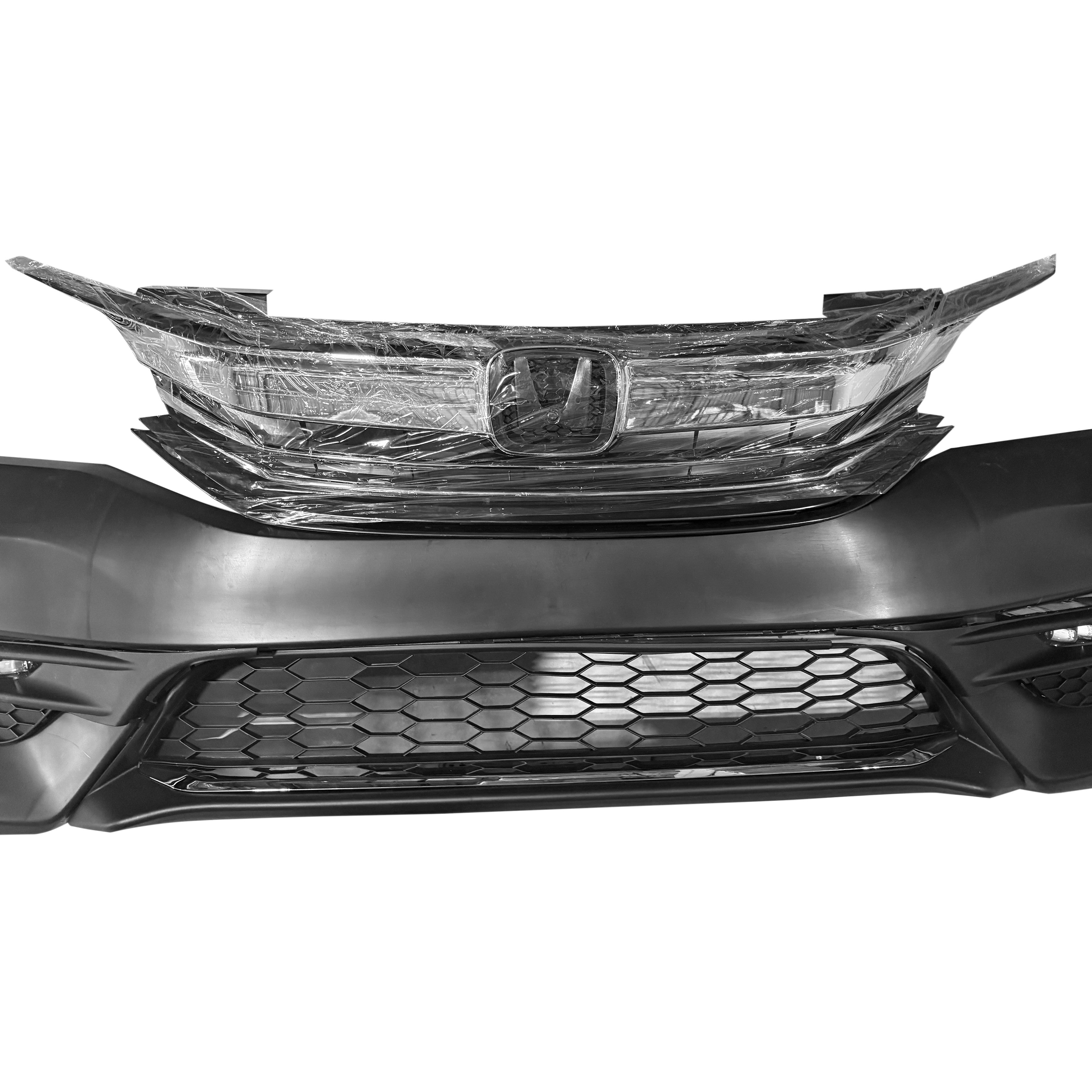 For 2016 2017 Honda Accord Front Bumper with Grilles and Fog Lights Assembly Set