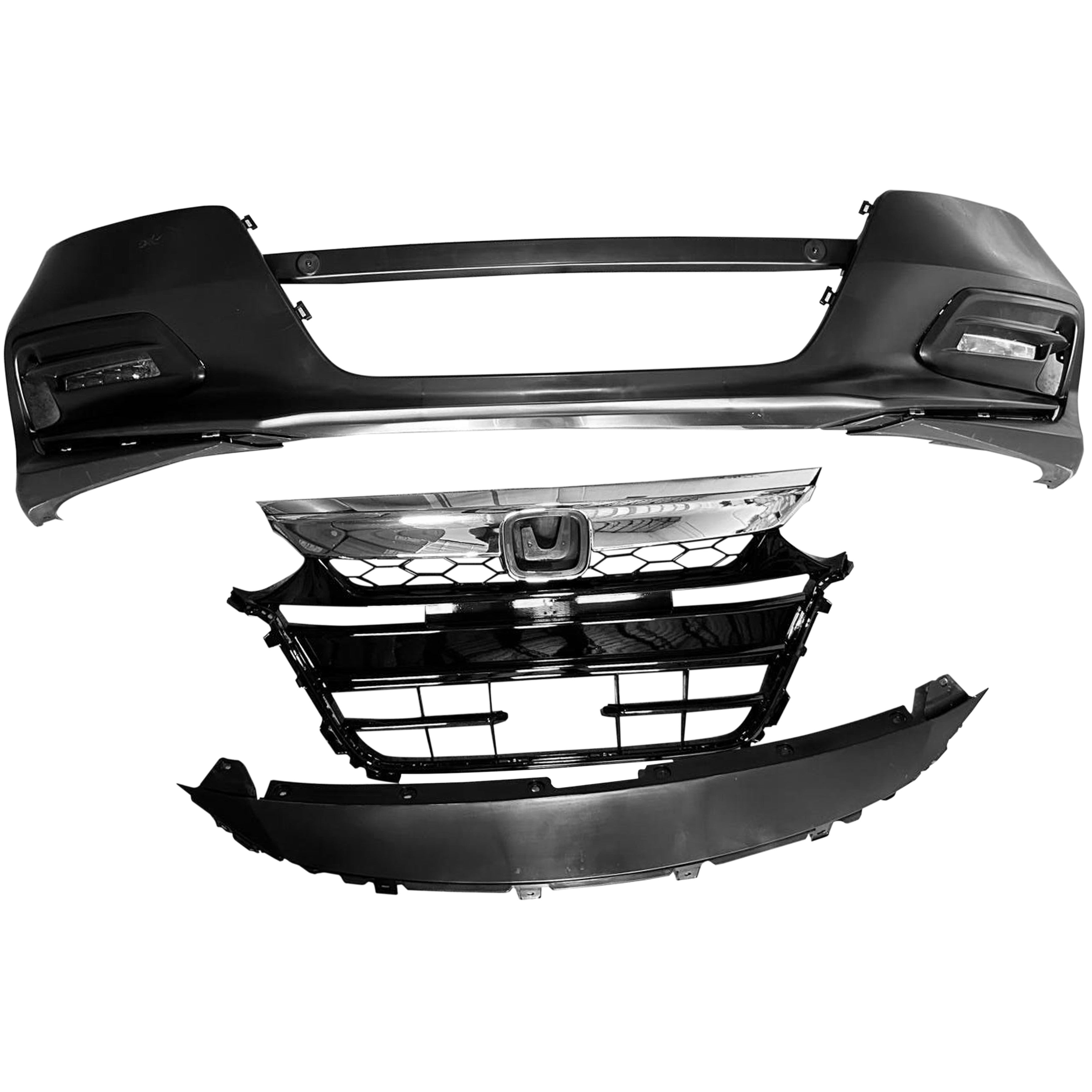 For 2018 2019 2020 Honda Accord Front Bumper with Grilles and Fog Lights Assembly Set