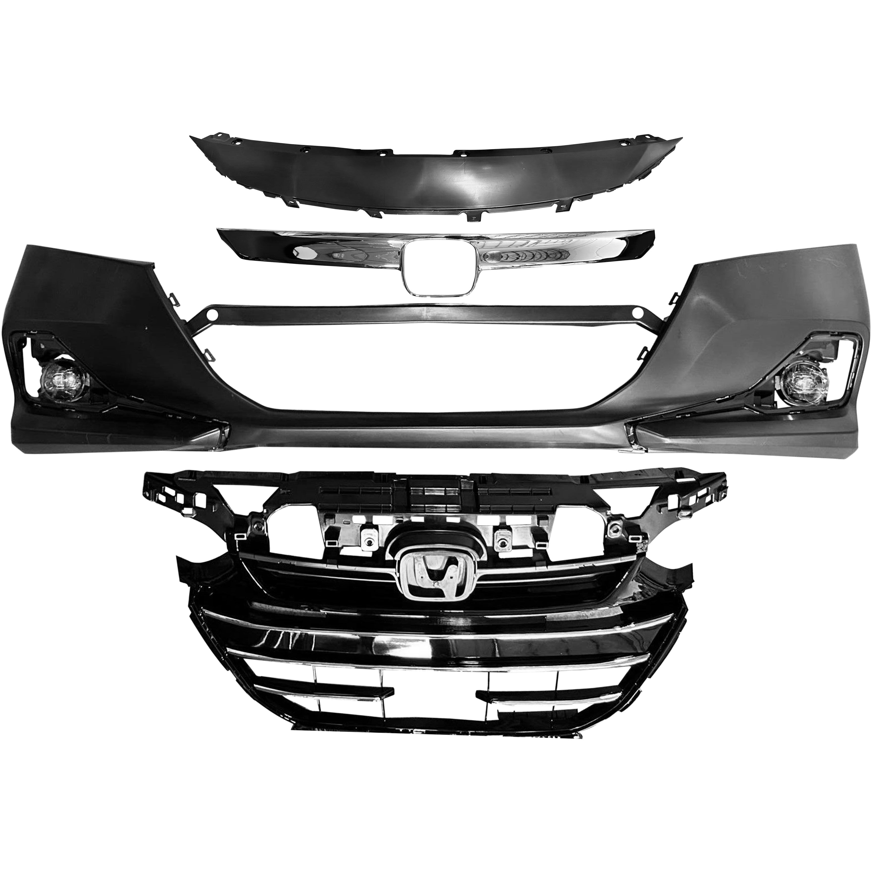 For 2021 2022 Honda Accord Front Bumper with Grilles and Fog Lights Assembly Set
