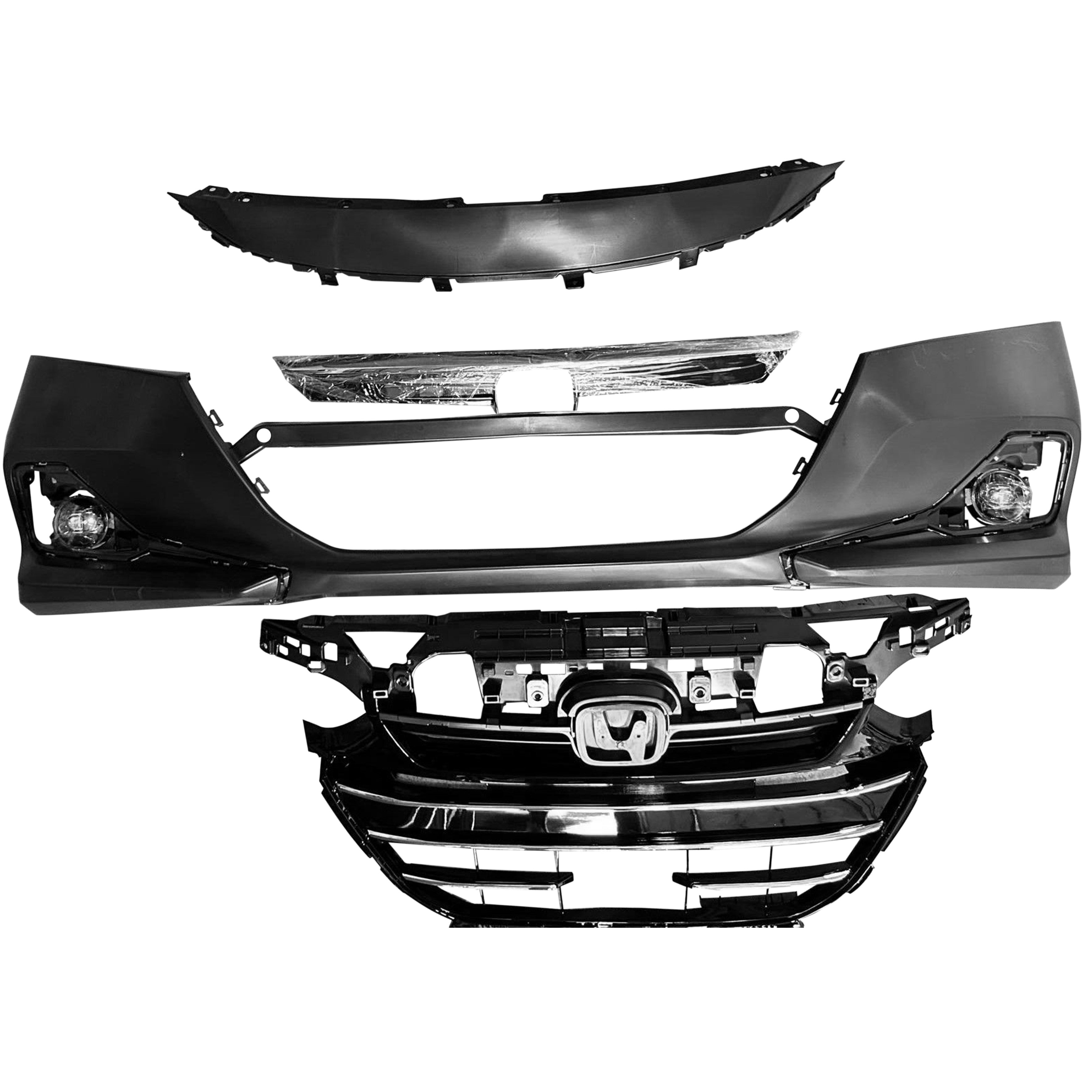 For 2021 2022 Honda Accord Front Bumper with Grilles and Fog Lights Assembly Set
