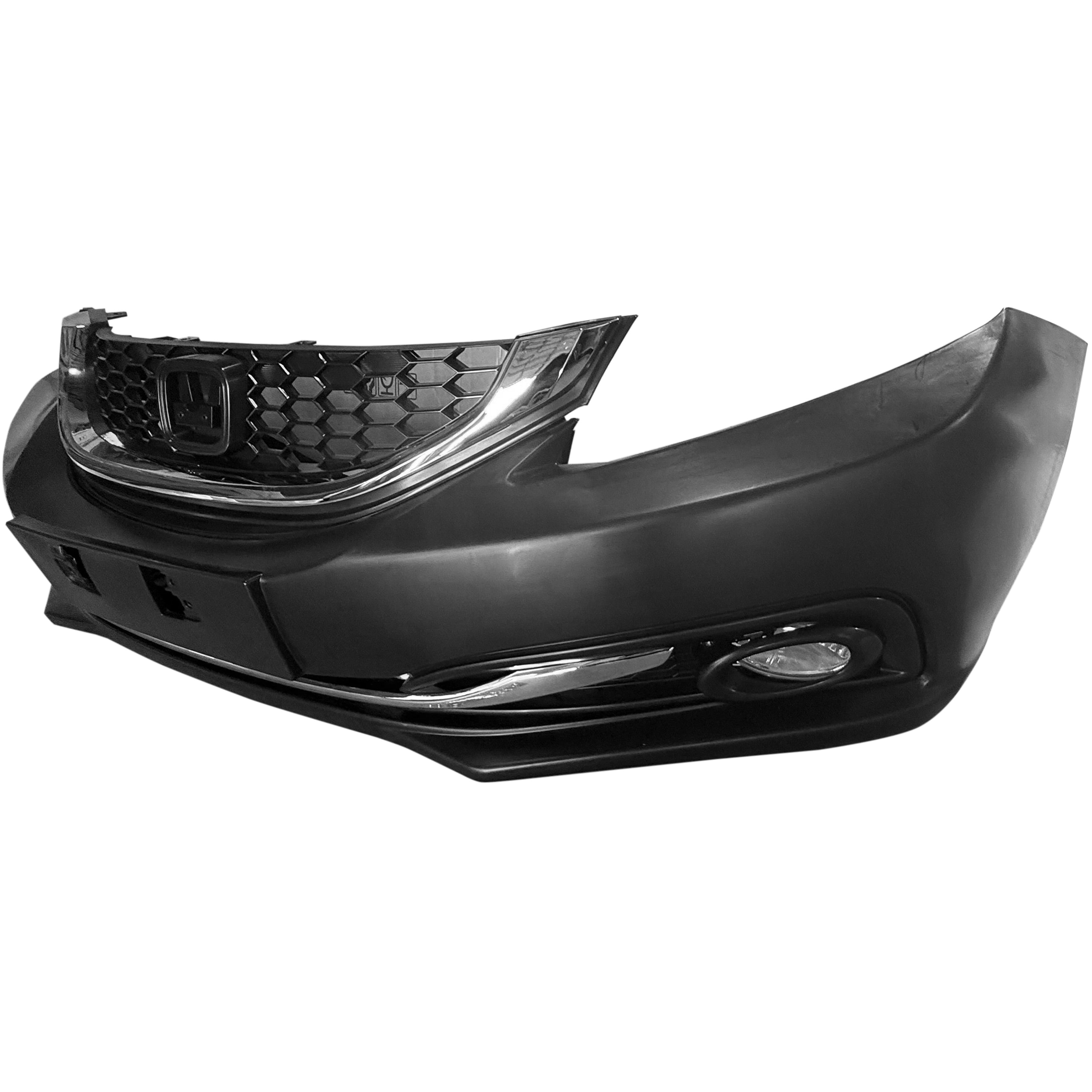 For 2014 2015 Honda Civic Front Bumper with Grilles and Fog Lights Assembly Set