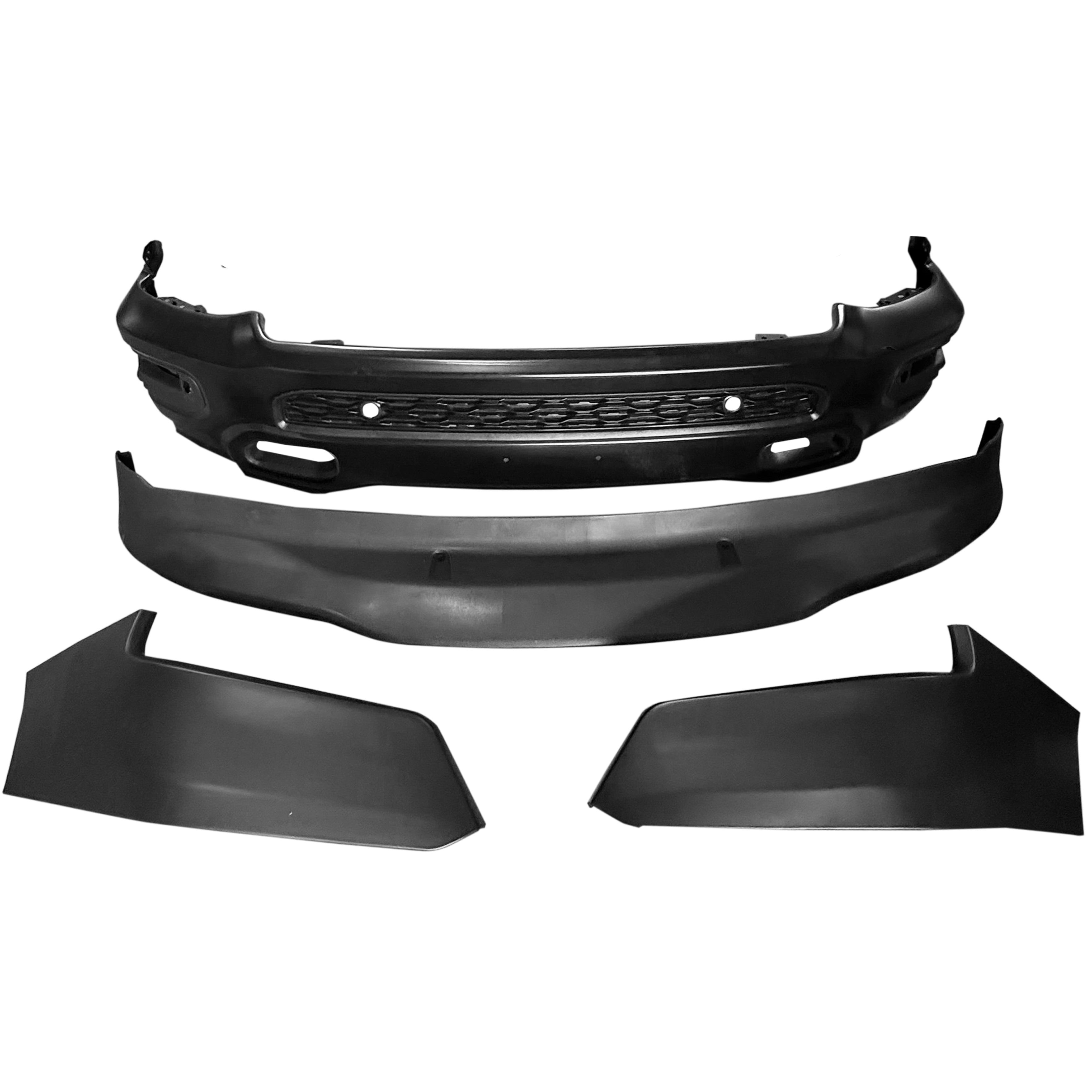 For 2019 2020 2021 2022 2023 2024 Dodge Ram 1500 Front Bumper with Dark Chrome Grilles Sensor Holes Assembly Set